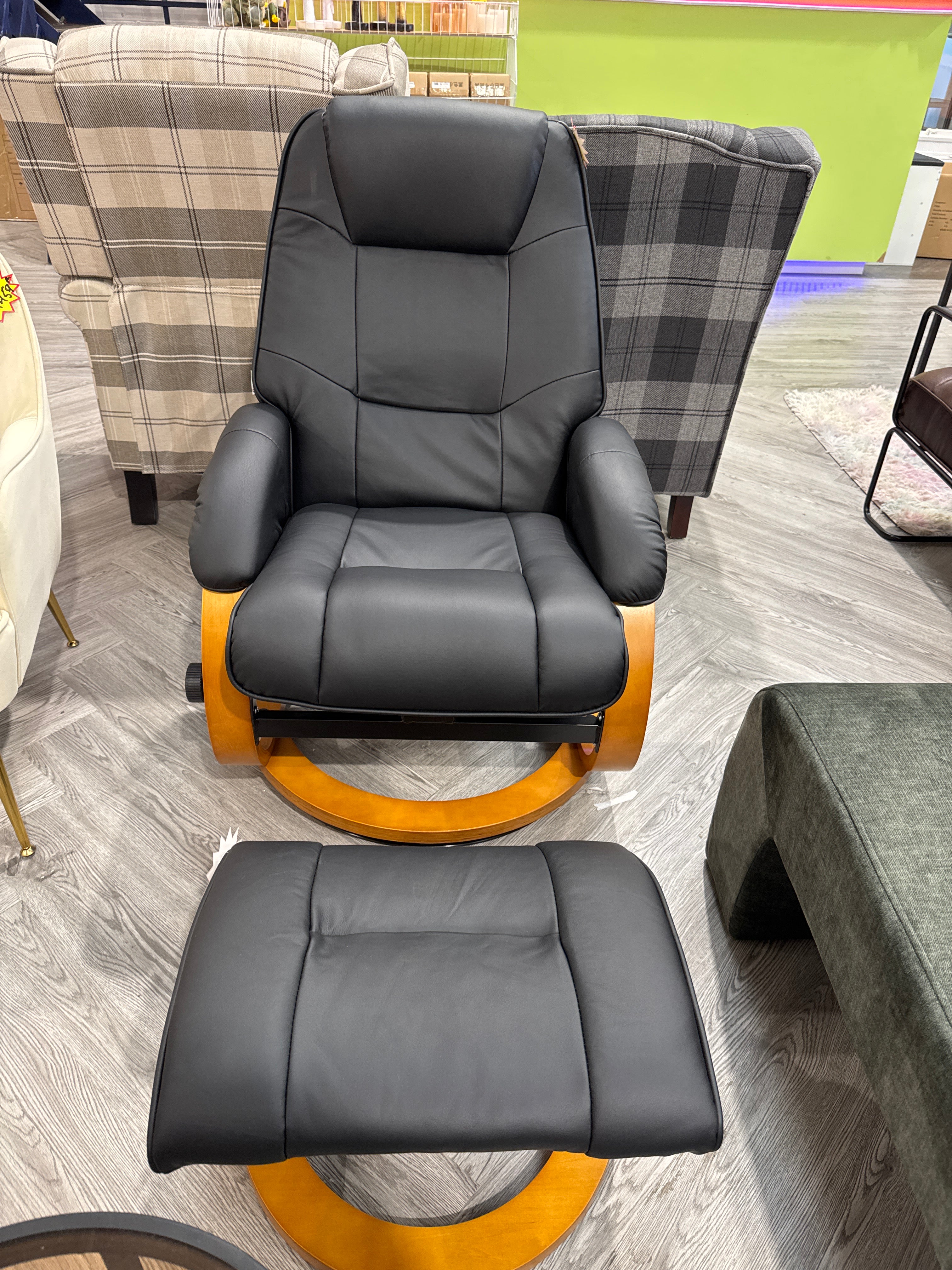 Executive Office Reclining Chair with Footstool Black