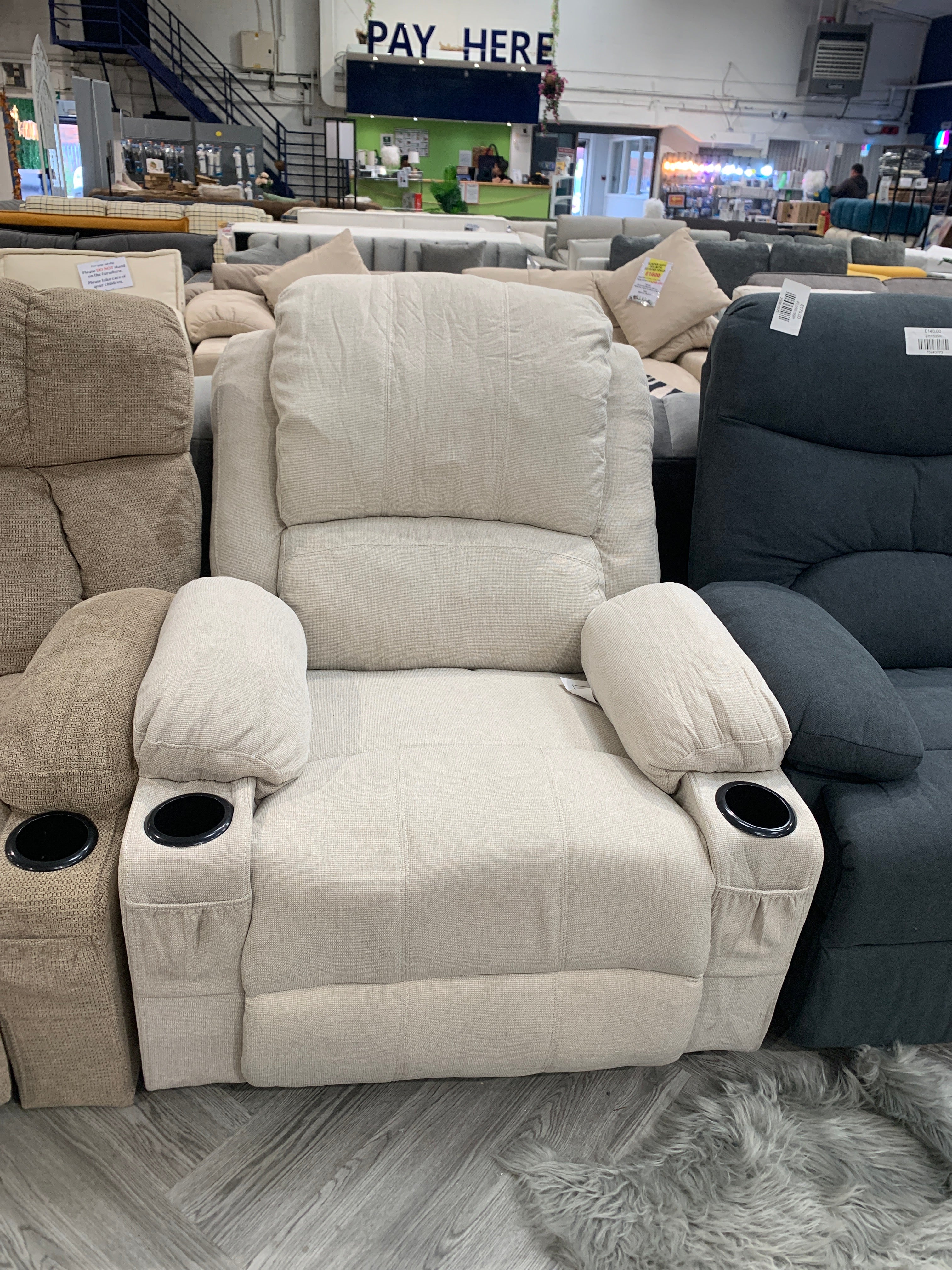 Electric Single Recliner Chair with Heating and Massage Function Oatmeal