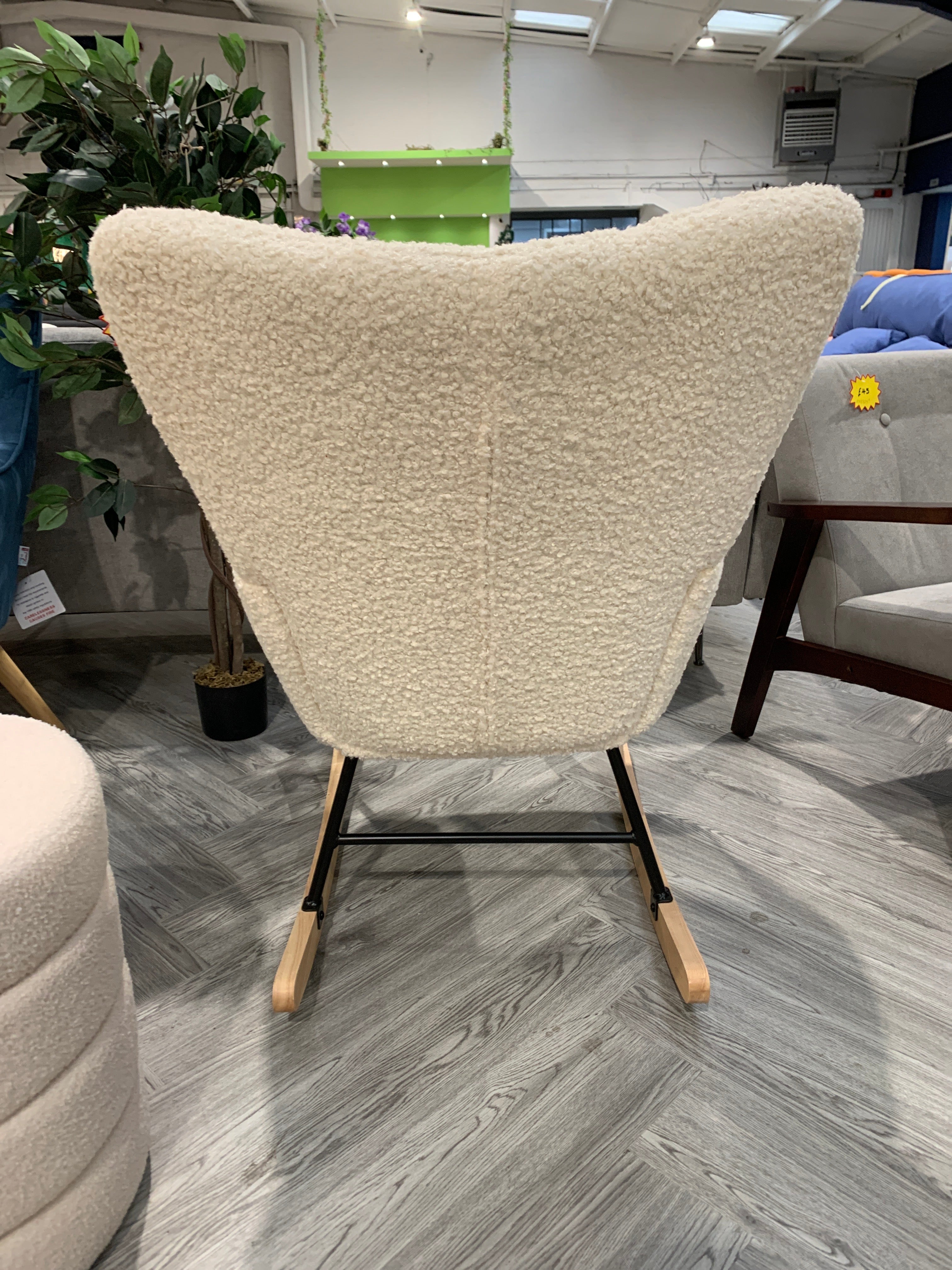 White Tufted Upholstered Teddy Rocking Chair