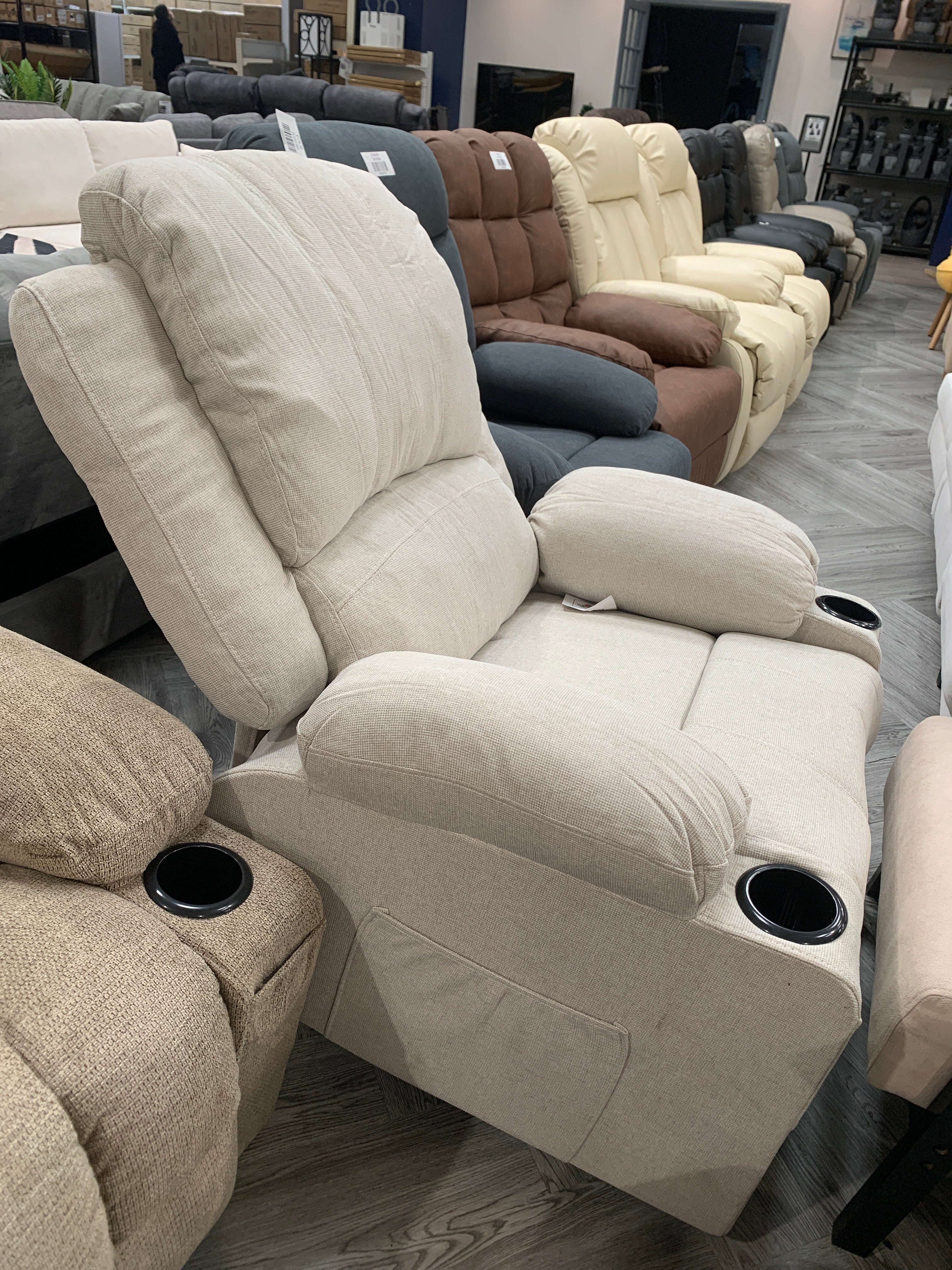 Electric Single Recliner Chair with Heating and Massage Function Oatmeal