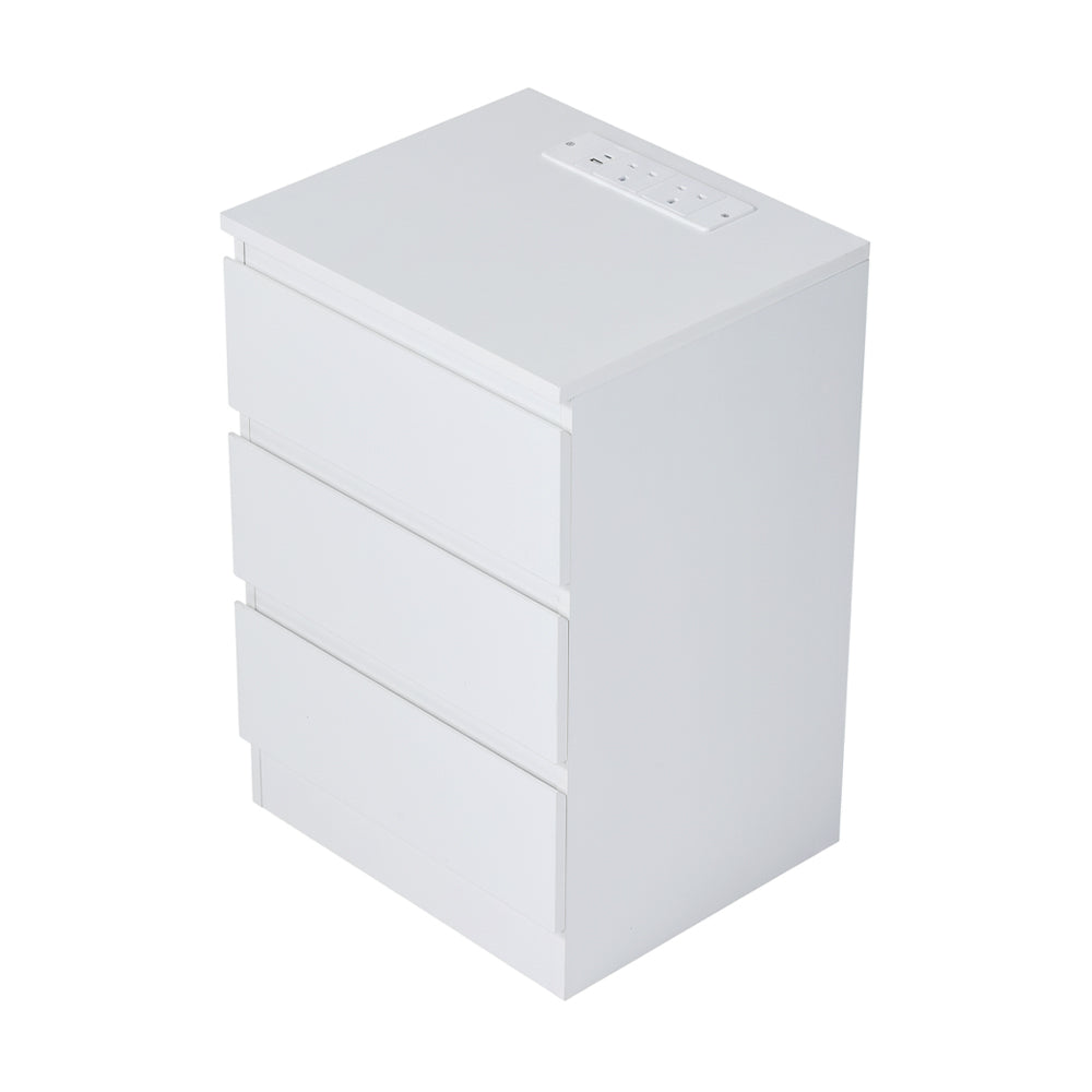 New 3 Drawer Cabinet with Charging Station White