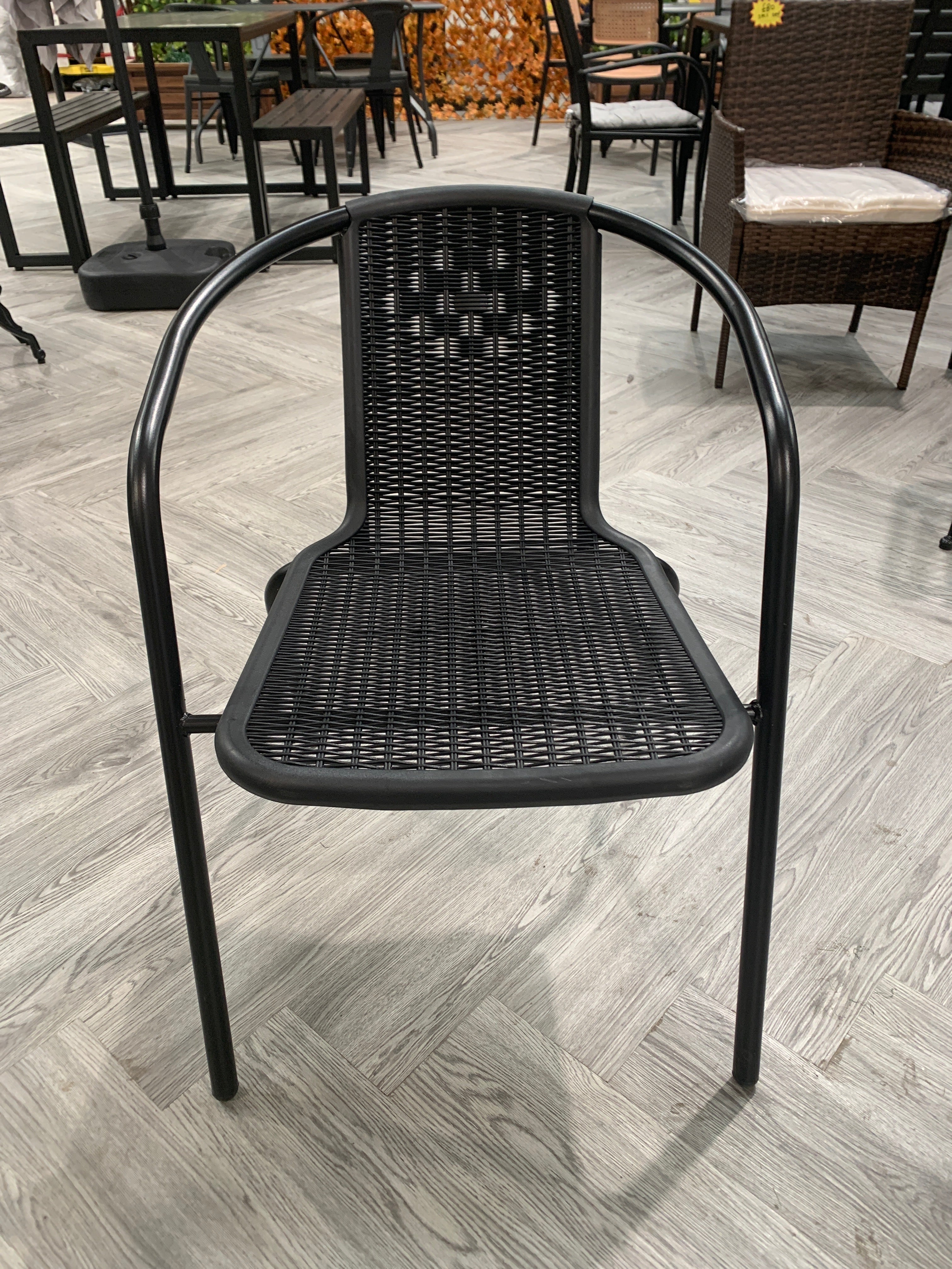 PE Black Rattan Stacking Garden Chair 1PC