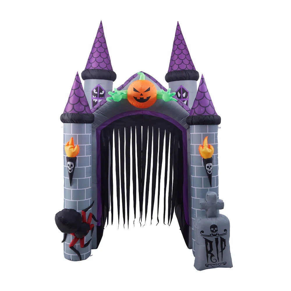 New 11ft Inflatable Halloween Haunted House Castle Decoration with Build In LED