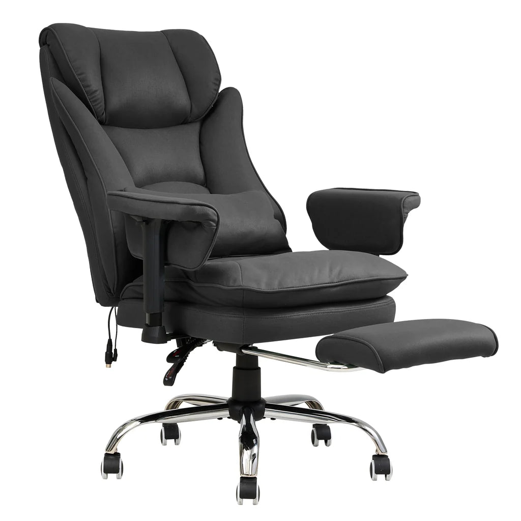 New Ergonomic High Back Massage Office Chair with Lumbar Support & Footrest Black