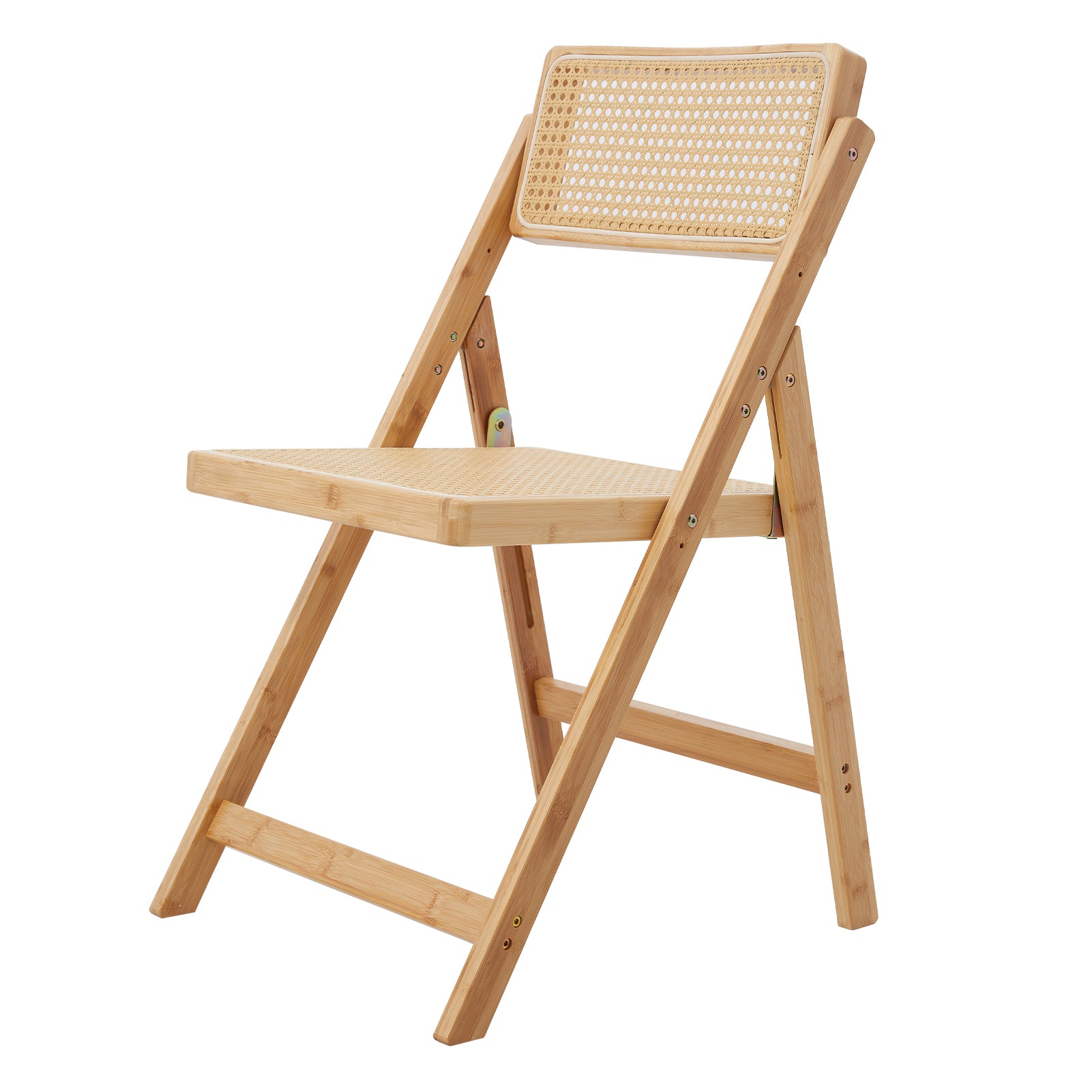 New Set of 2 Rattan Foldable Dining Chairs Natural
