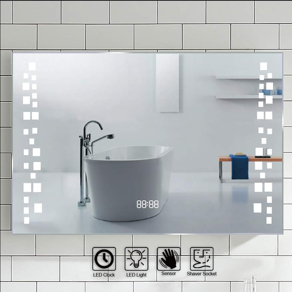 New Modern Fog Free LED Horizontal Bathroom Mirror Surface Mount