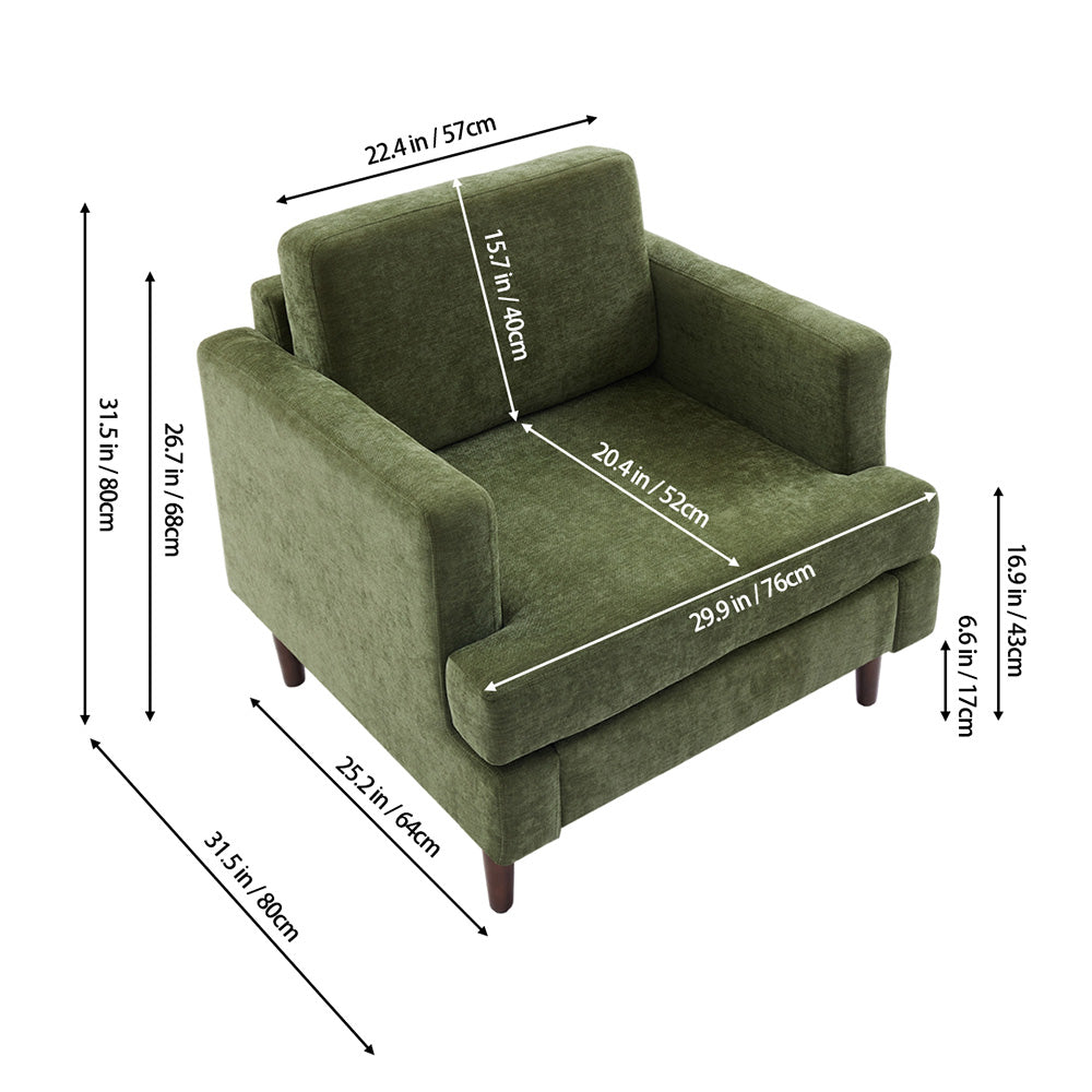 New Green Mid-Century Single Sofa Armchair