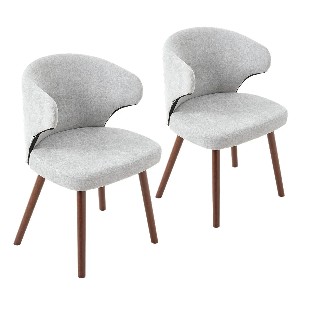 New Set of 2 Chenille Upholstered Dining Chairs Grey