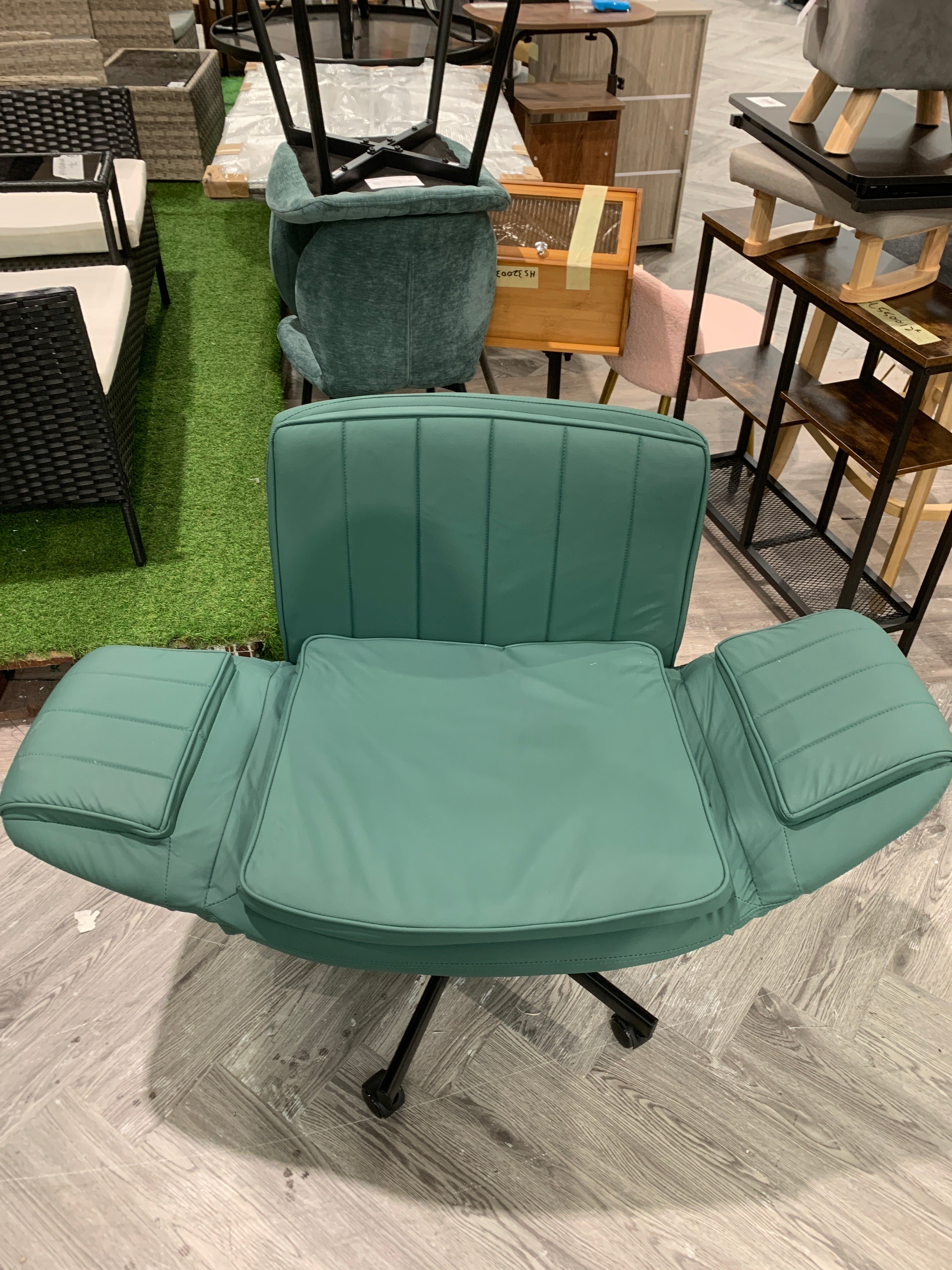 Height Adjustable Ergonomic Office Chair with Flip Up Armrest Green