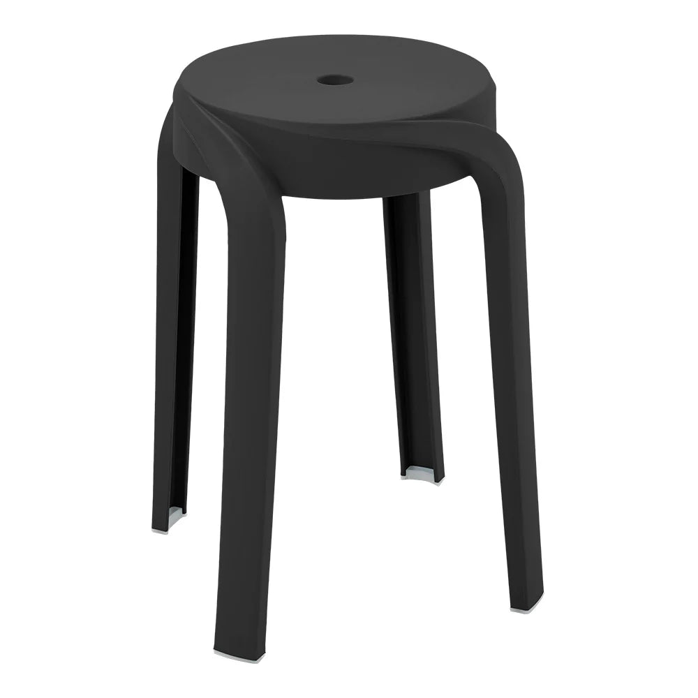 New Set of 10 Plastic Stackable Round Stools Black