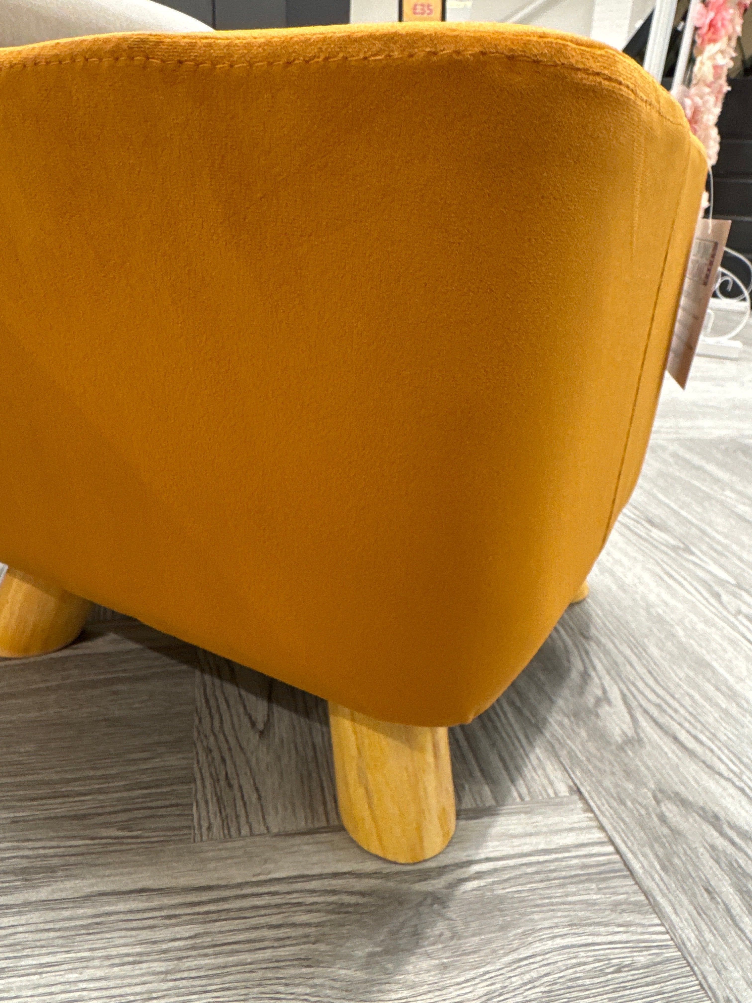 Small Yellow Velvet Square Footstool