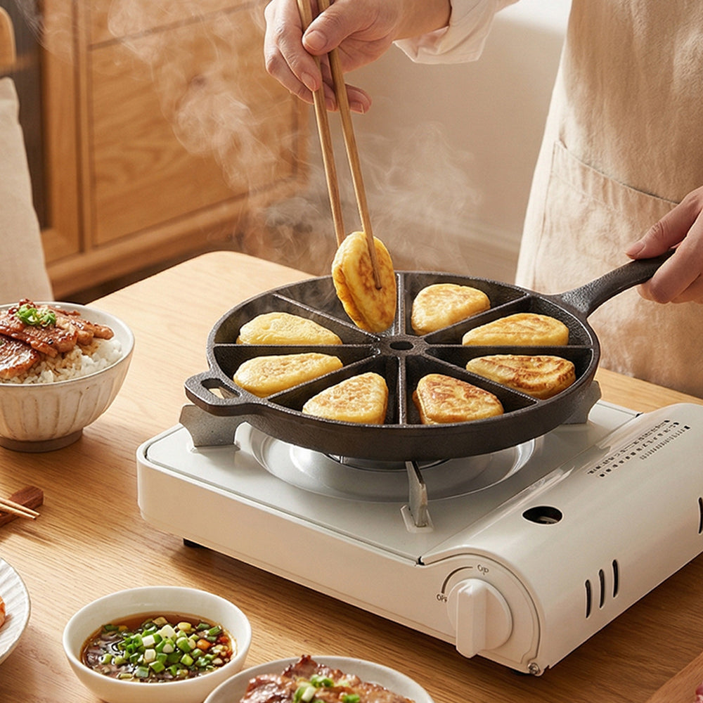 New 8-Slice Cast Iron Frying Pan