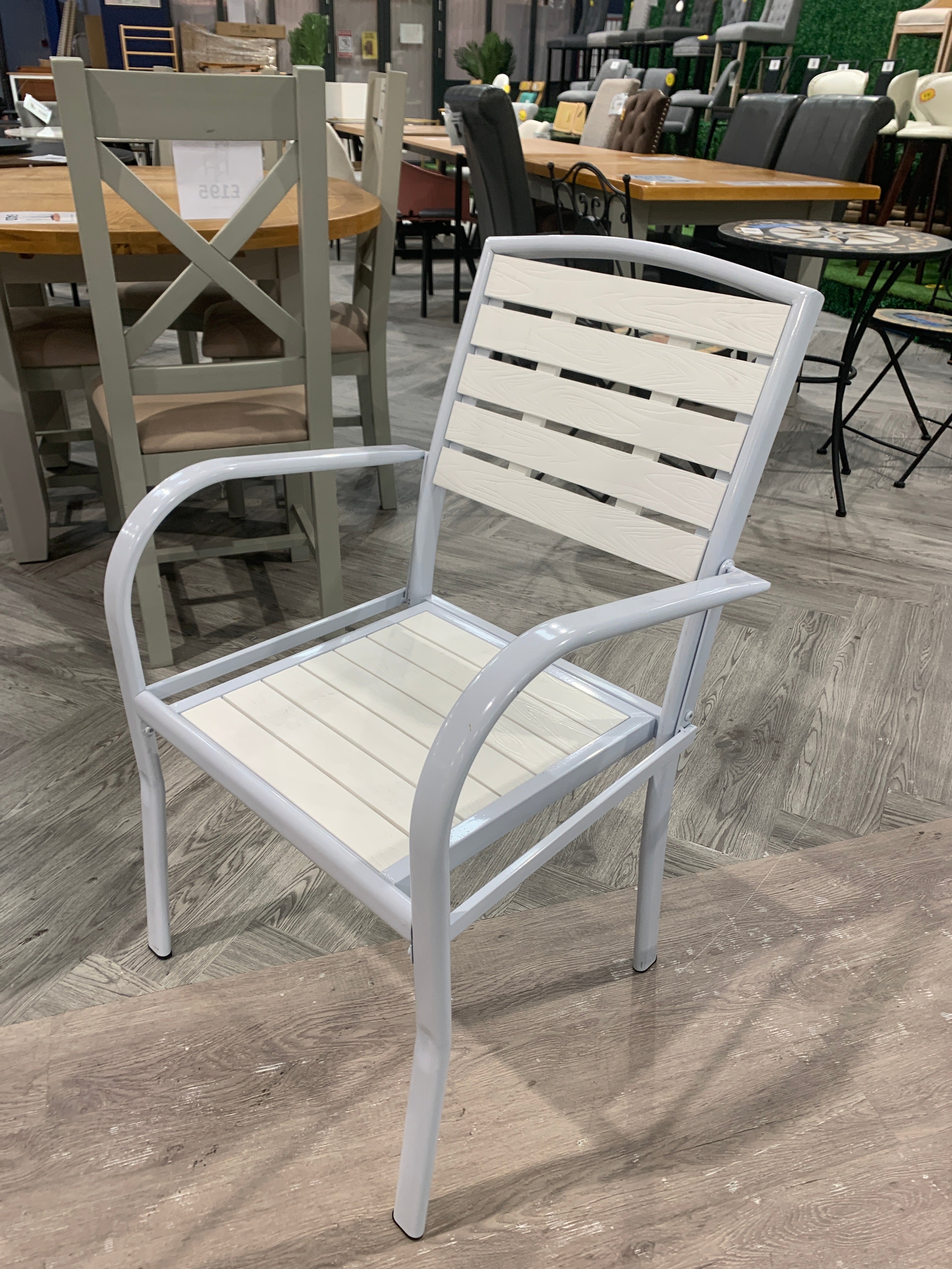 Garden Dining Armchair White 1PC