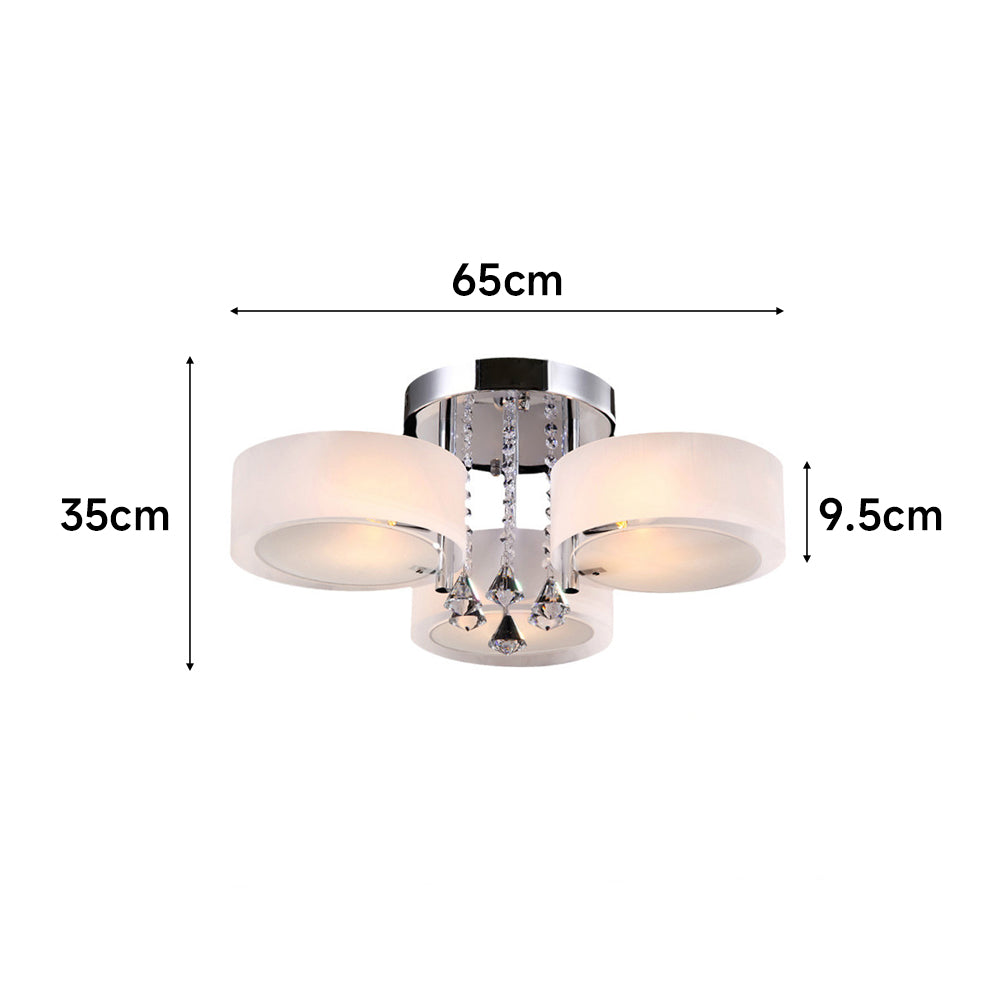 New Modern Round Acrylic LED Semi Flush Mount with Crystal Accent