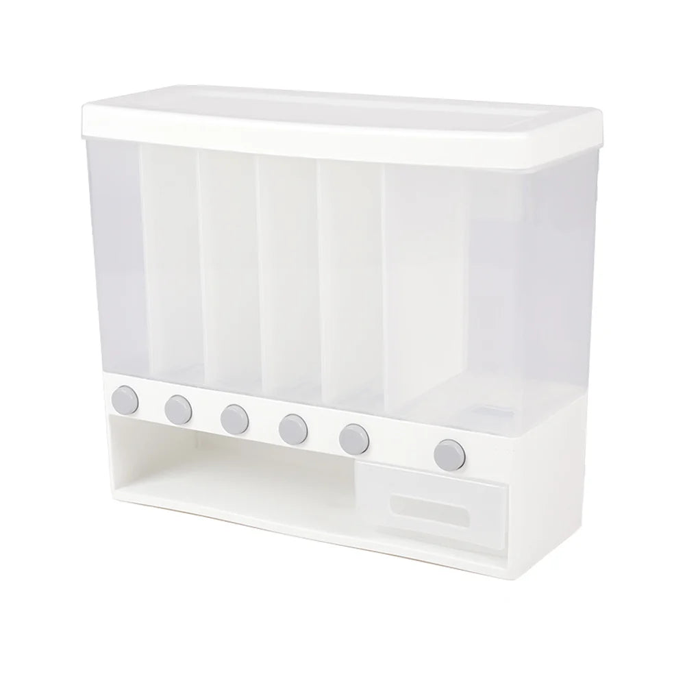 New Wall Mounted Cereal Dispenser Kitchen Storage with Measuring Cup White