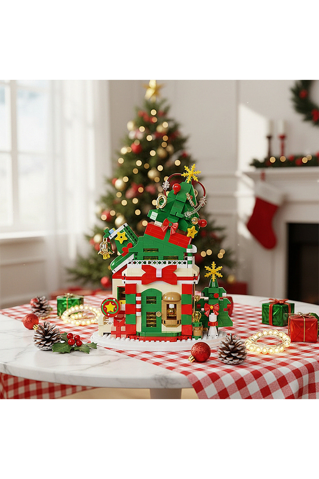 New Block LED Christmas Tree Santa Claus Building with LED Light
