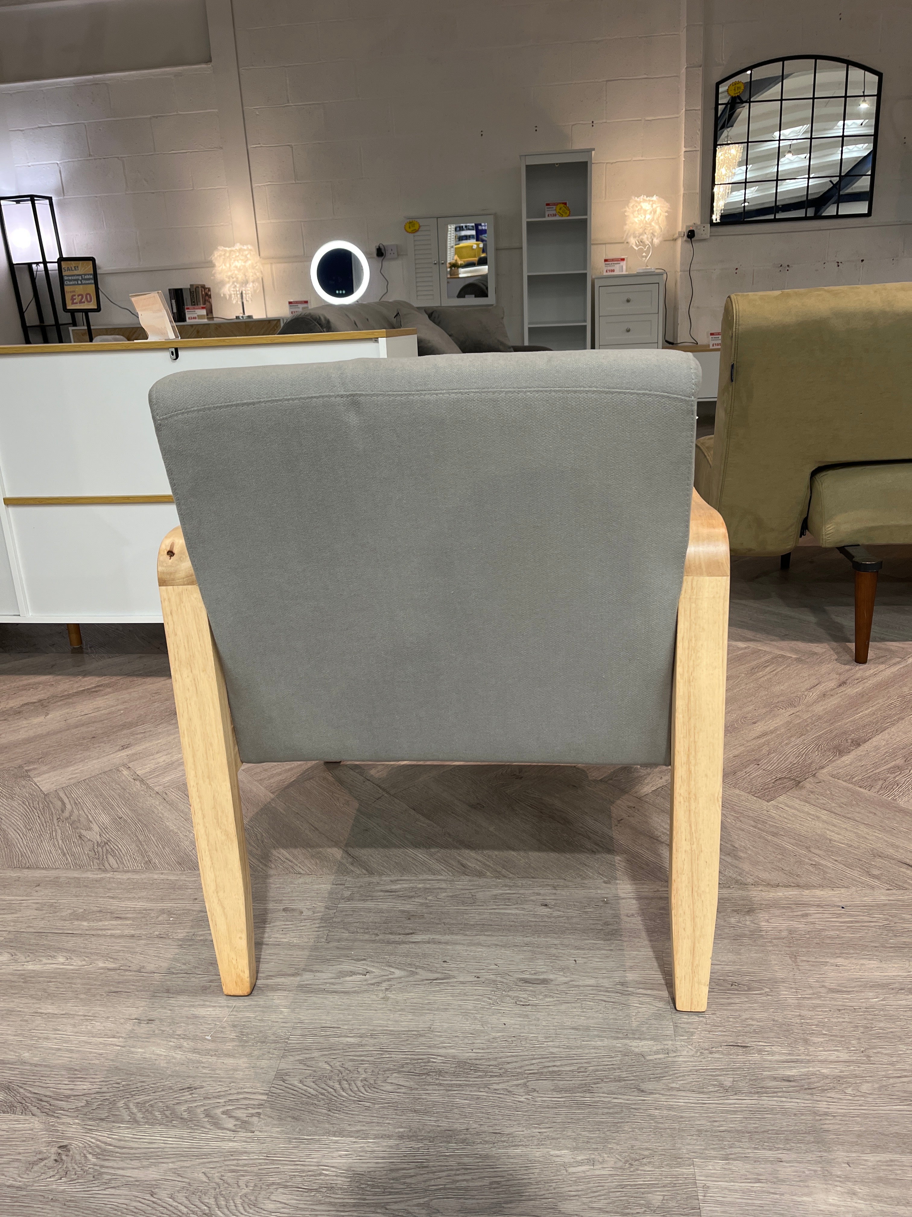 Modern Wood Frame Upholstered Armchair Grey