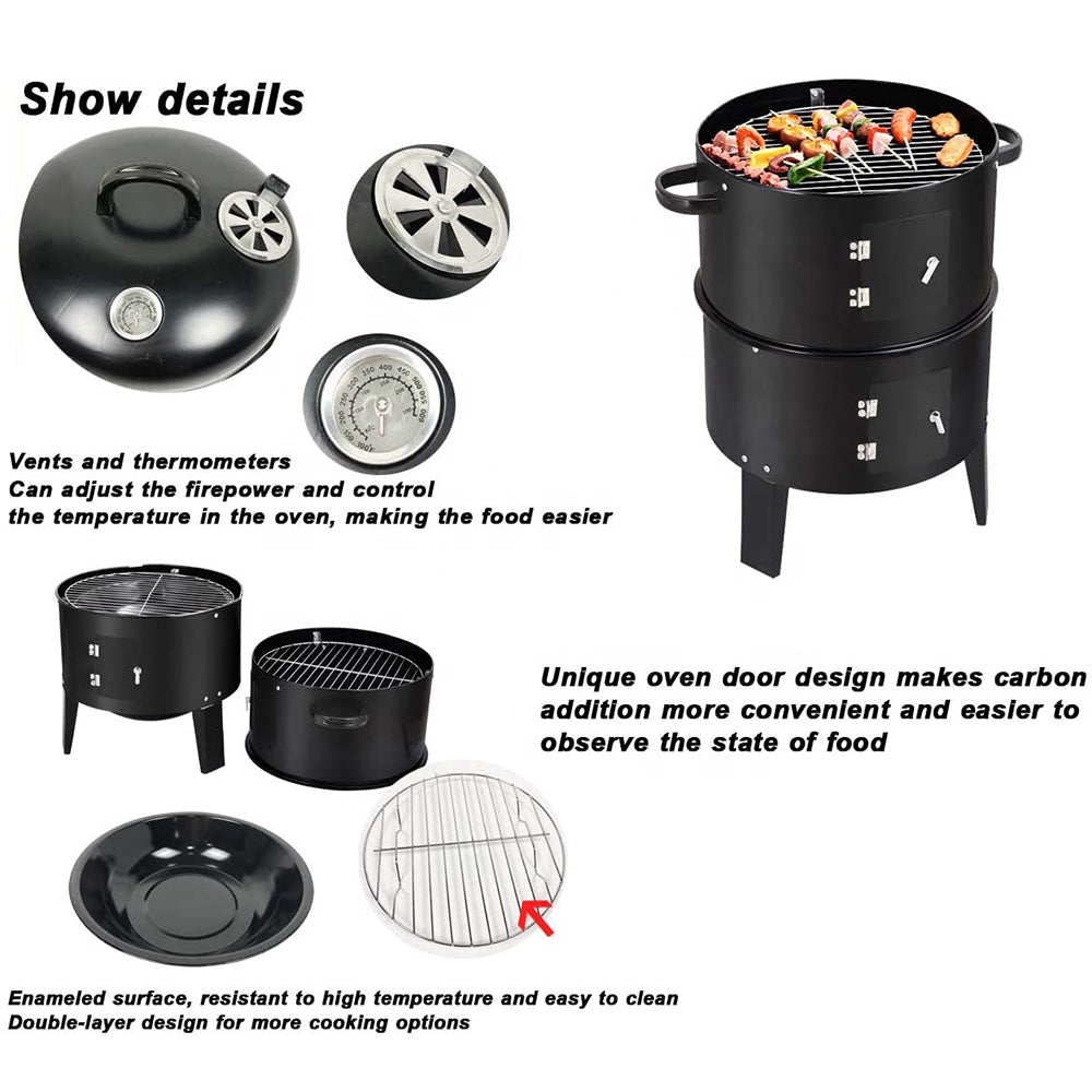 New Outdoor BBQ Upright Charcoal Smoker Grill