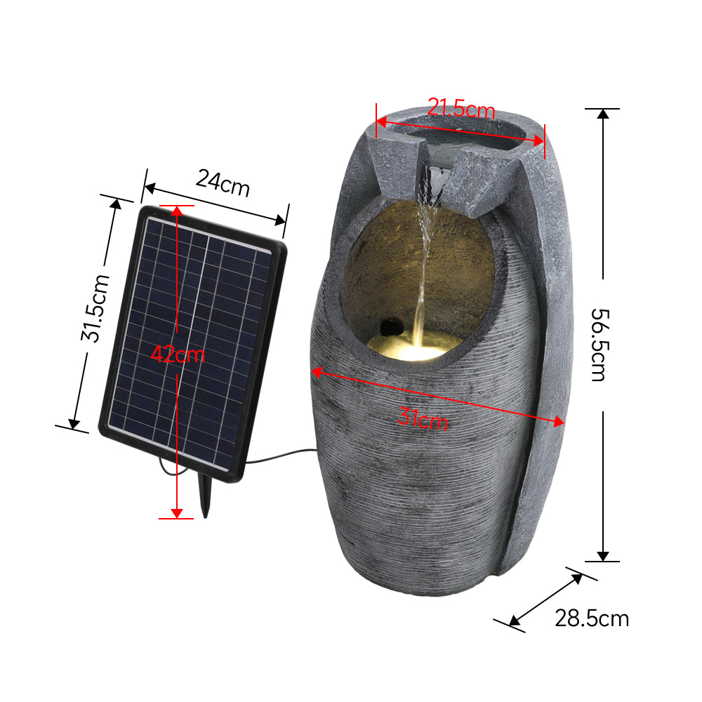 New Outdoor Solar Powered Water Fountain Resin Rockery Decor with Warm White Light