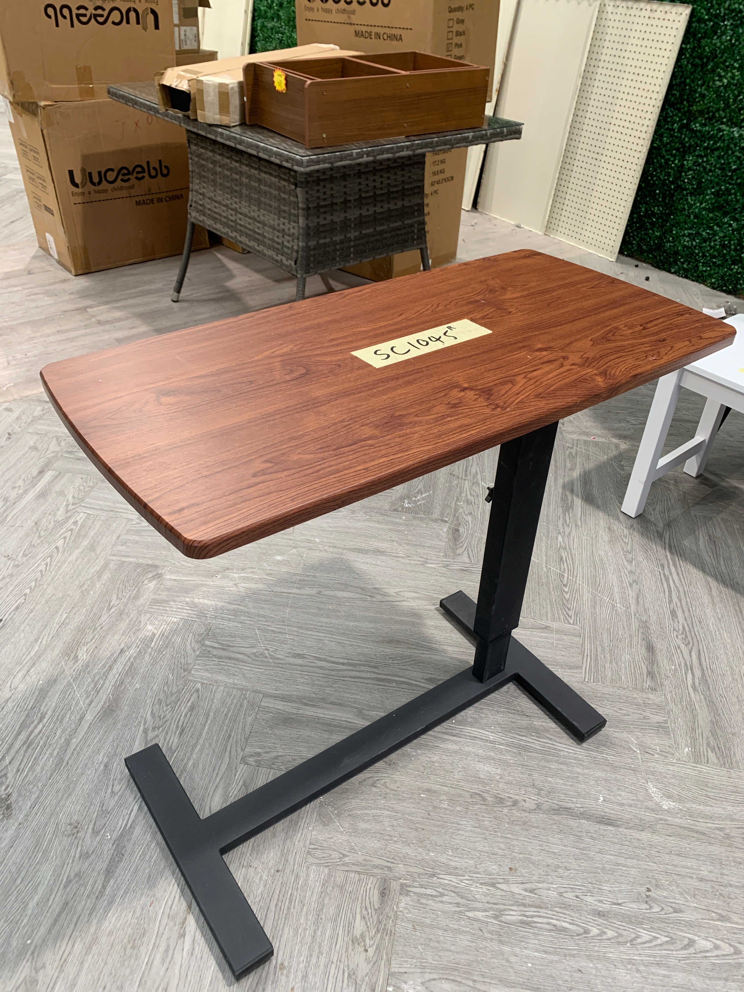 Height Adjustable Mobile Table Overbed Desk with C Shaped Design
