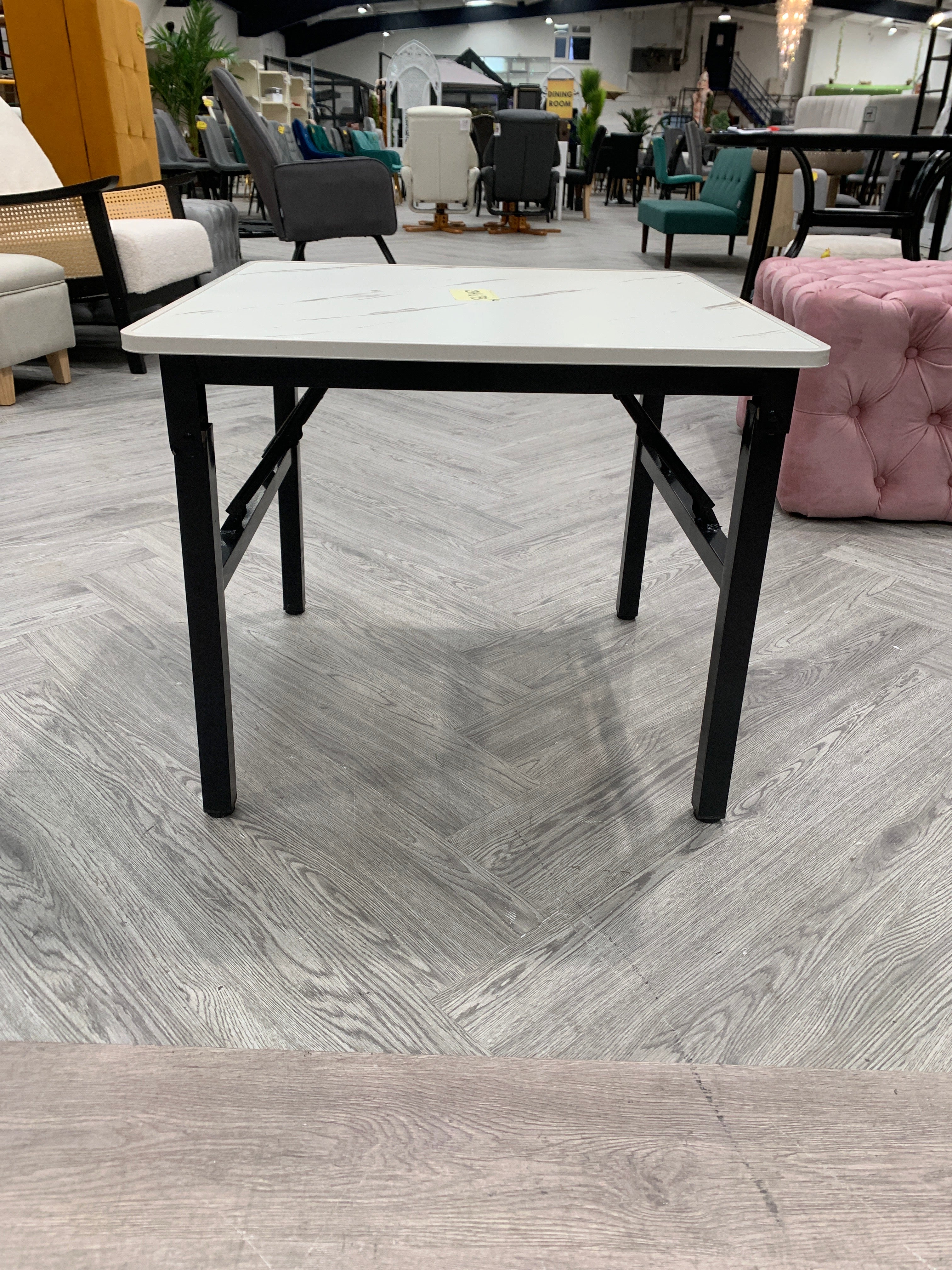 Square 60cm Folding Coffee Table with Marble Effect Top