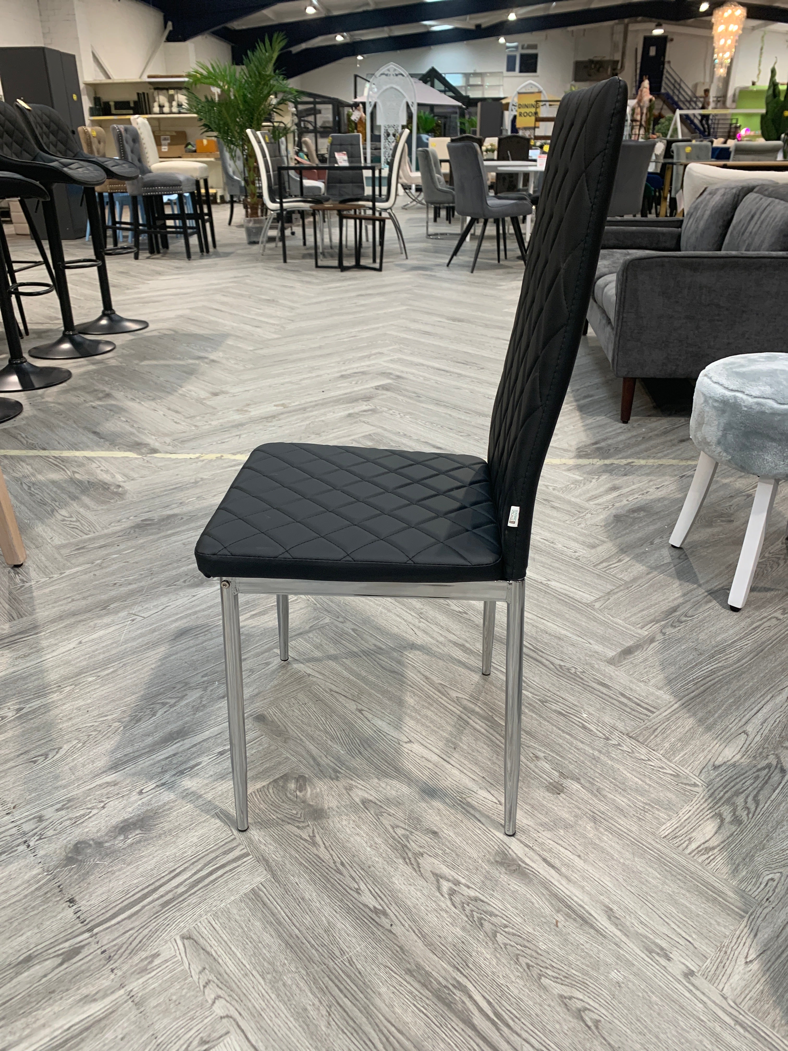 Black PVC High Back Modern Dining Chair