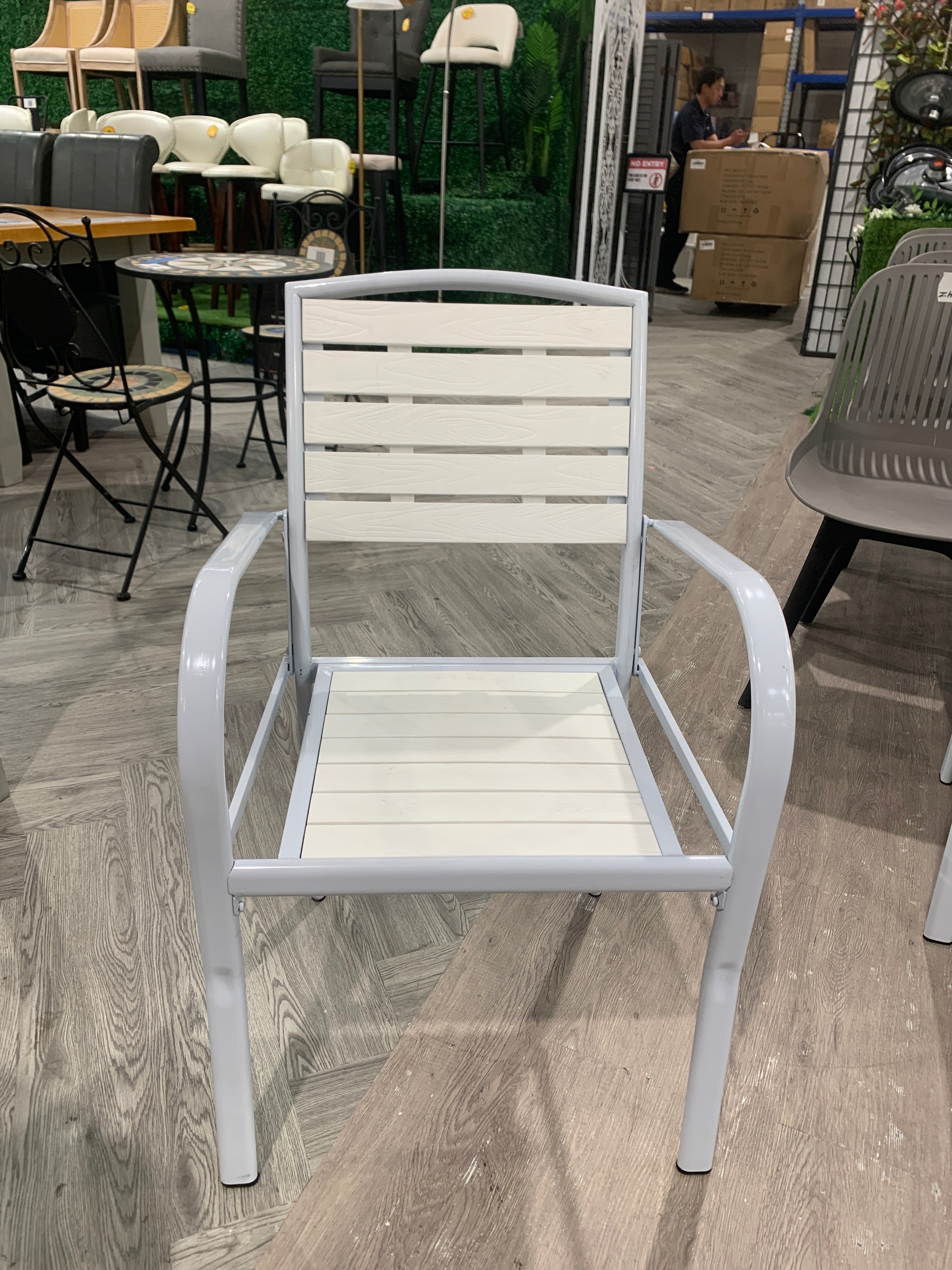 Garden Dining Armchair White 1PC