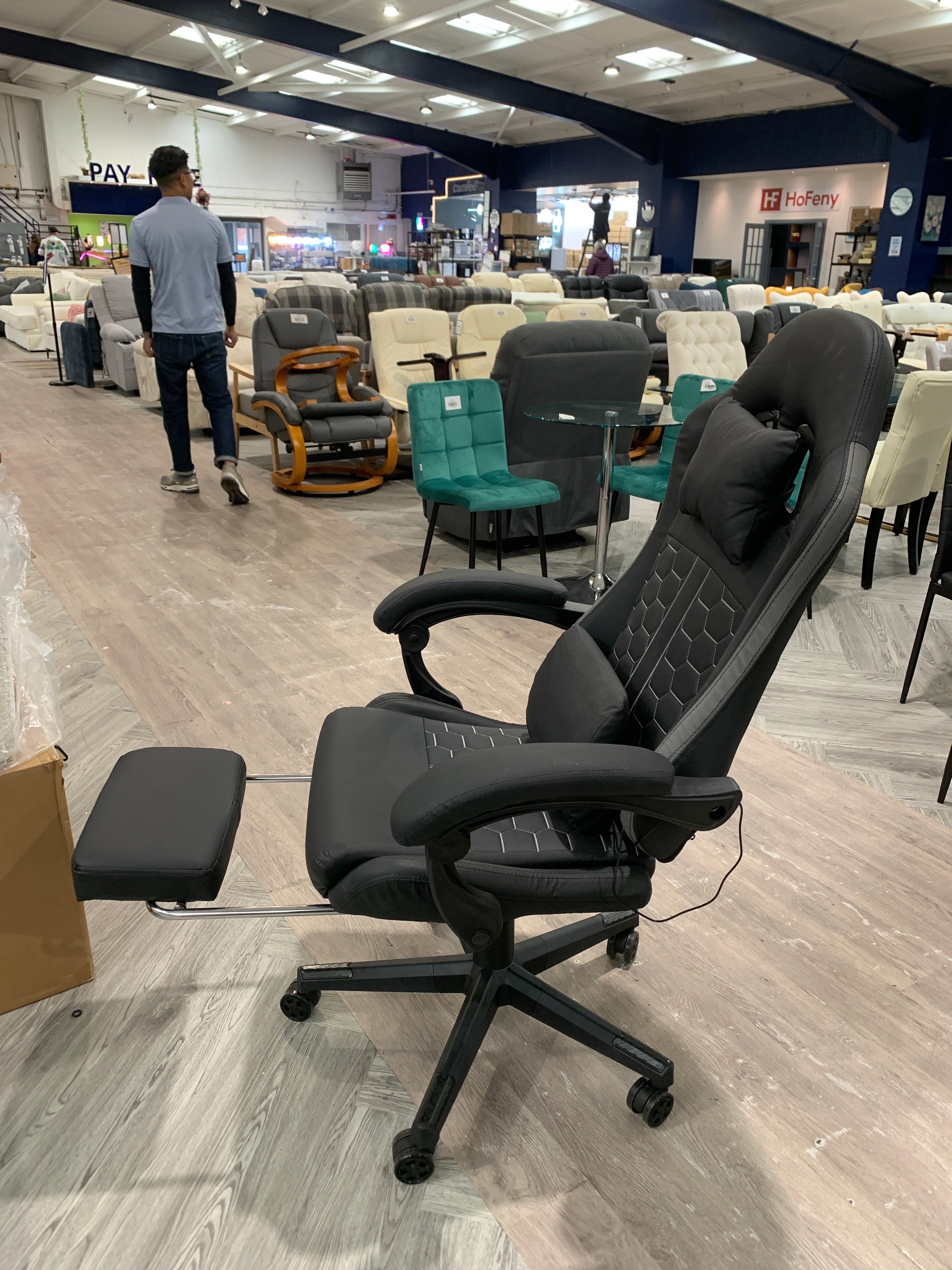 High Back Height Adjustable Gaming Chair with Cushion and Footrest Black