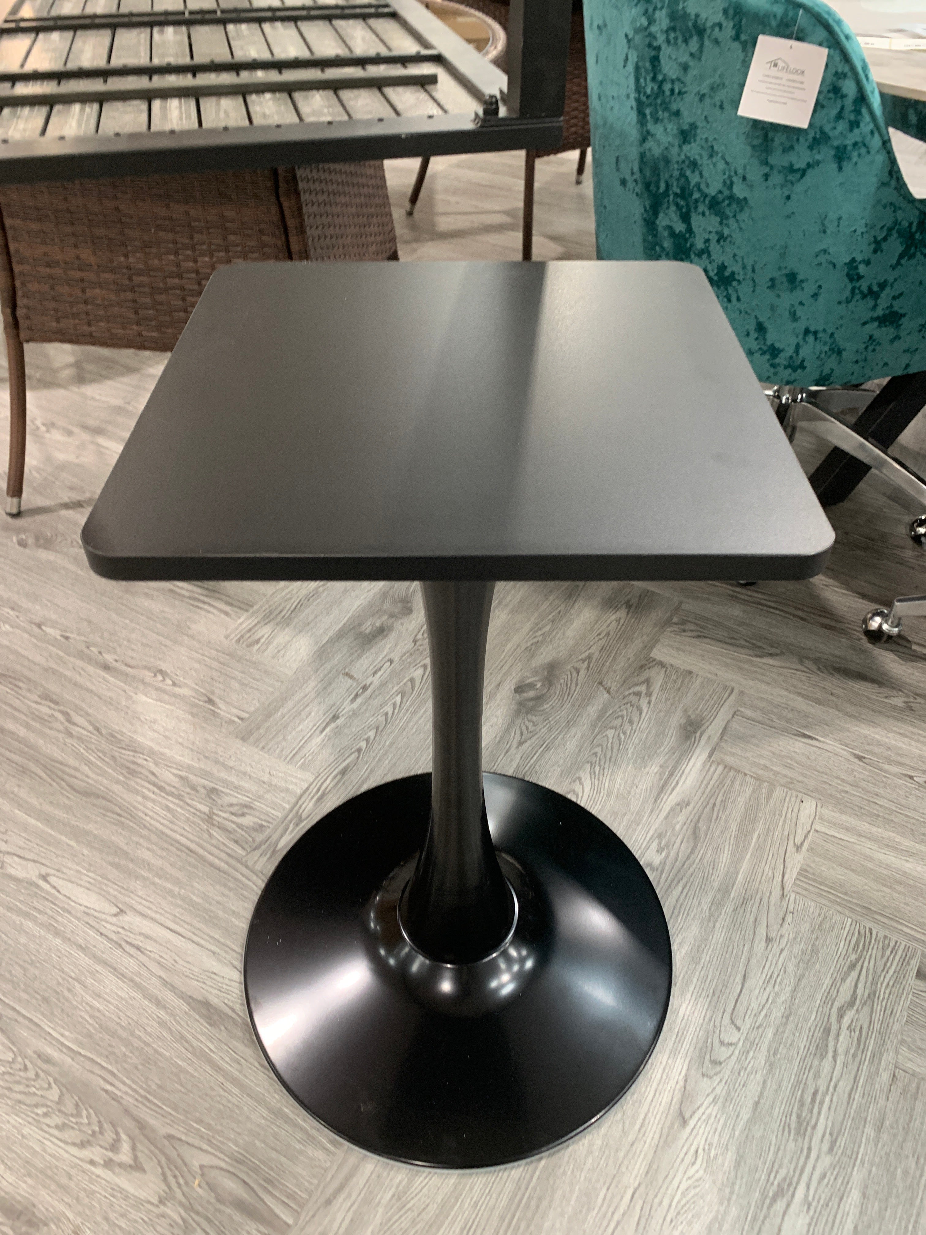 Square Dining Table with A Pedestal Base Black