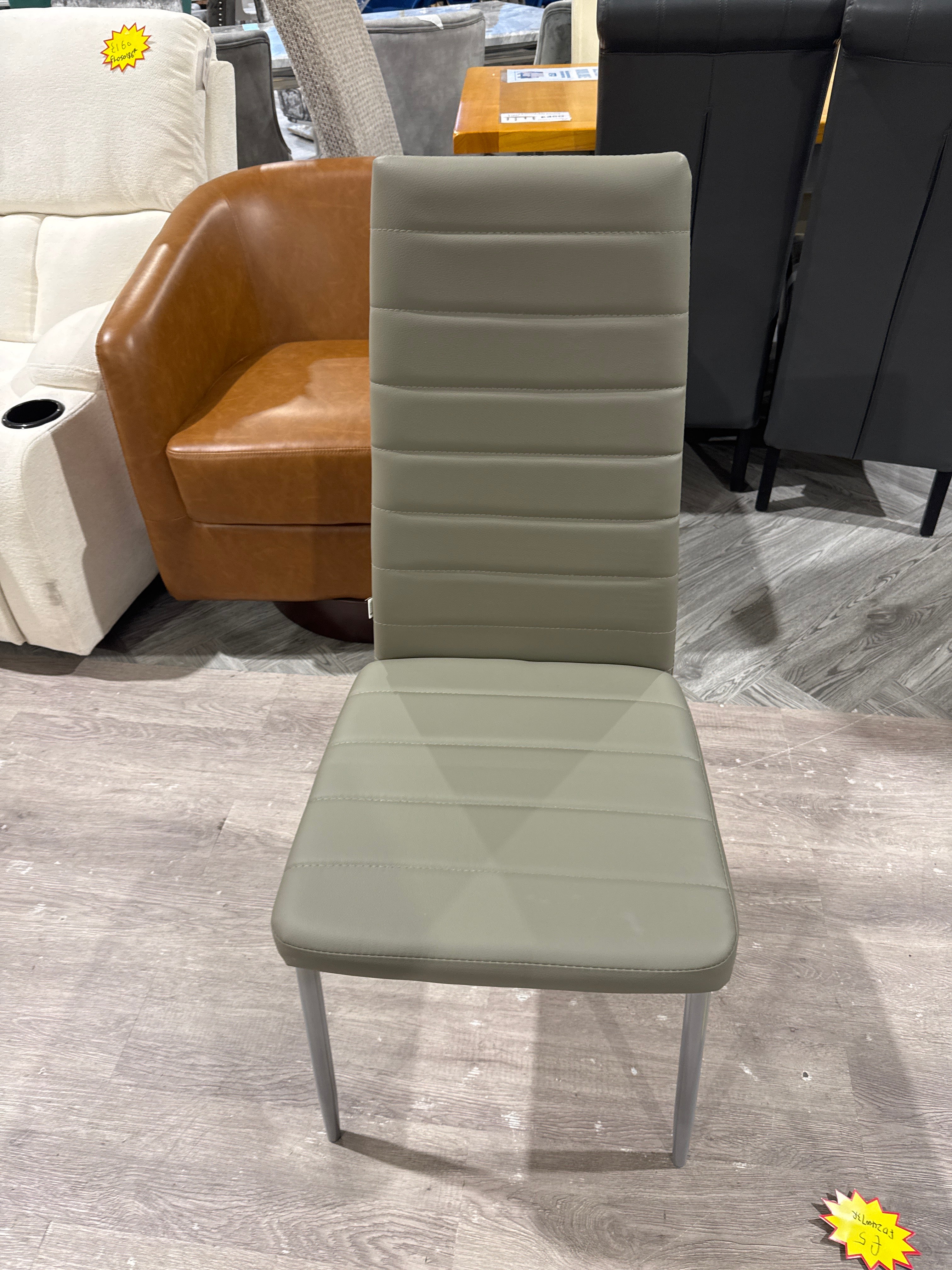 Modern PU Leather Armless High Back Dining Chair with Metal Legs Grey 1PC