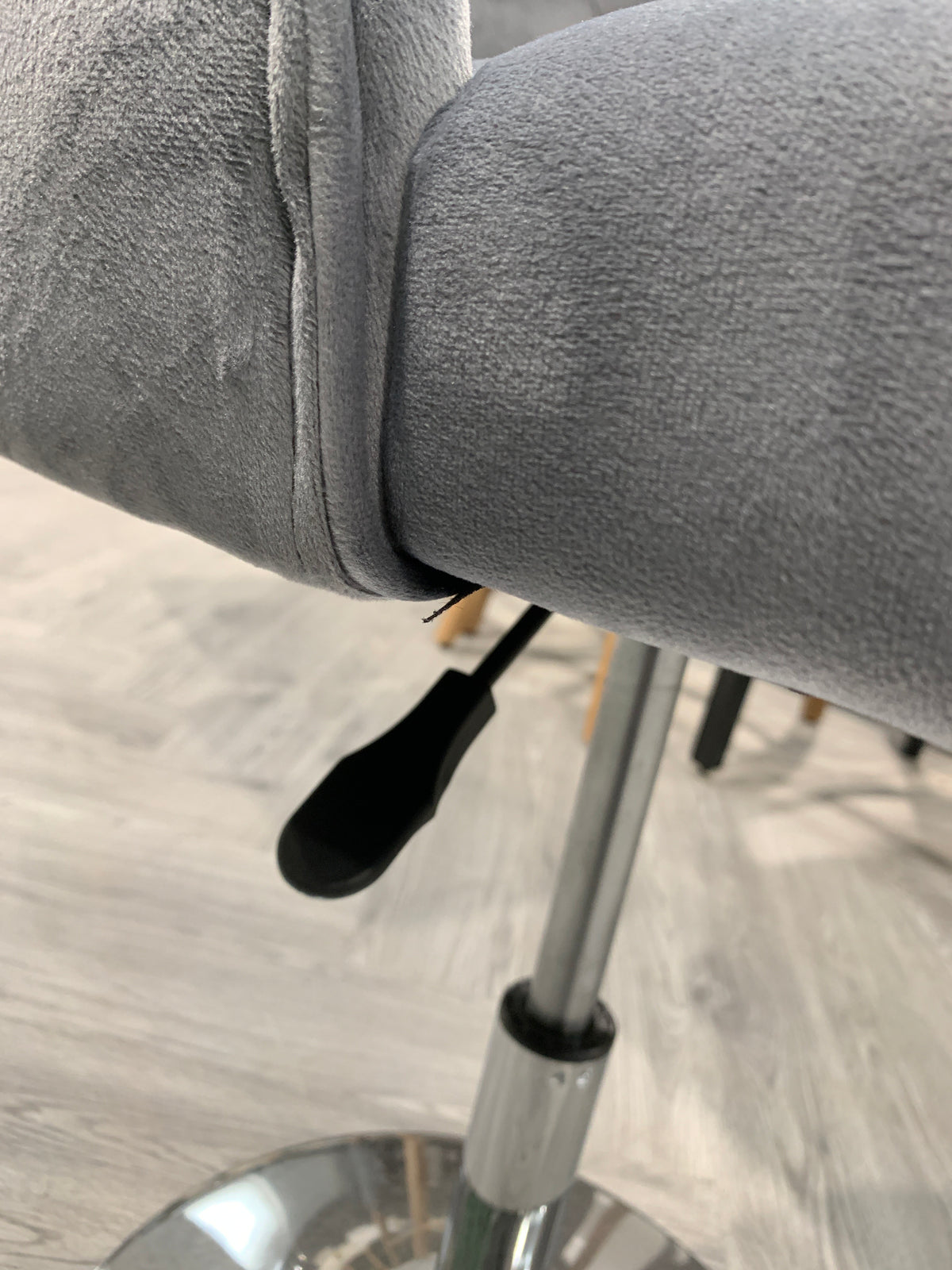 Modern Velvet Upholstered Adjustable Bar Stool with Polished Chrome Base