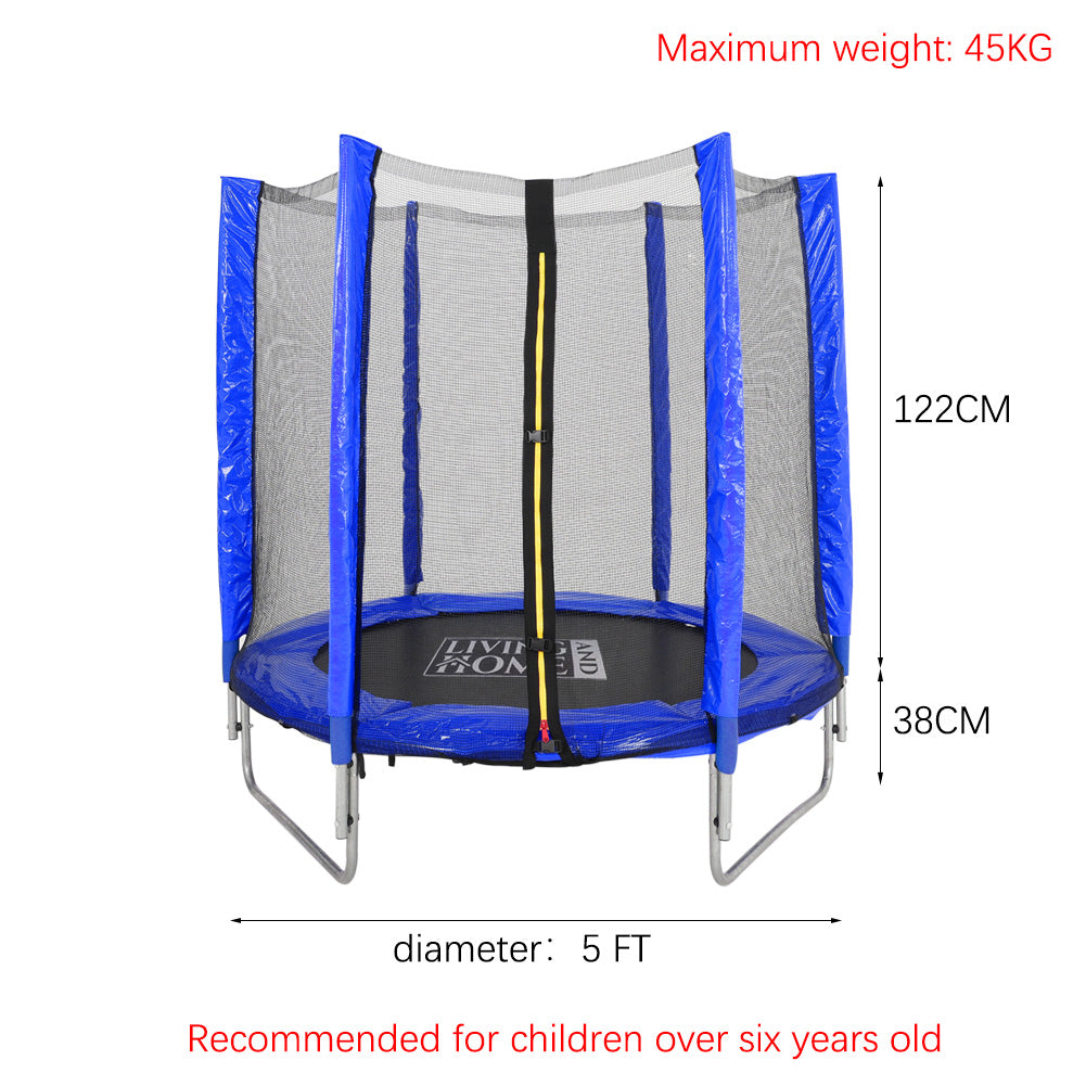 New Trampoline with Safety Enclosure Net Blue and Black