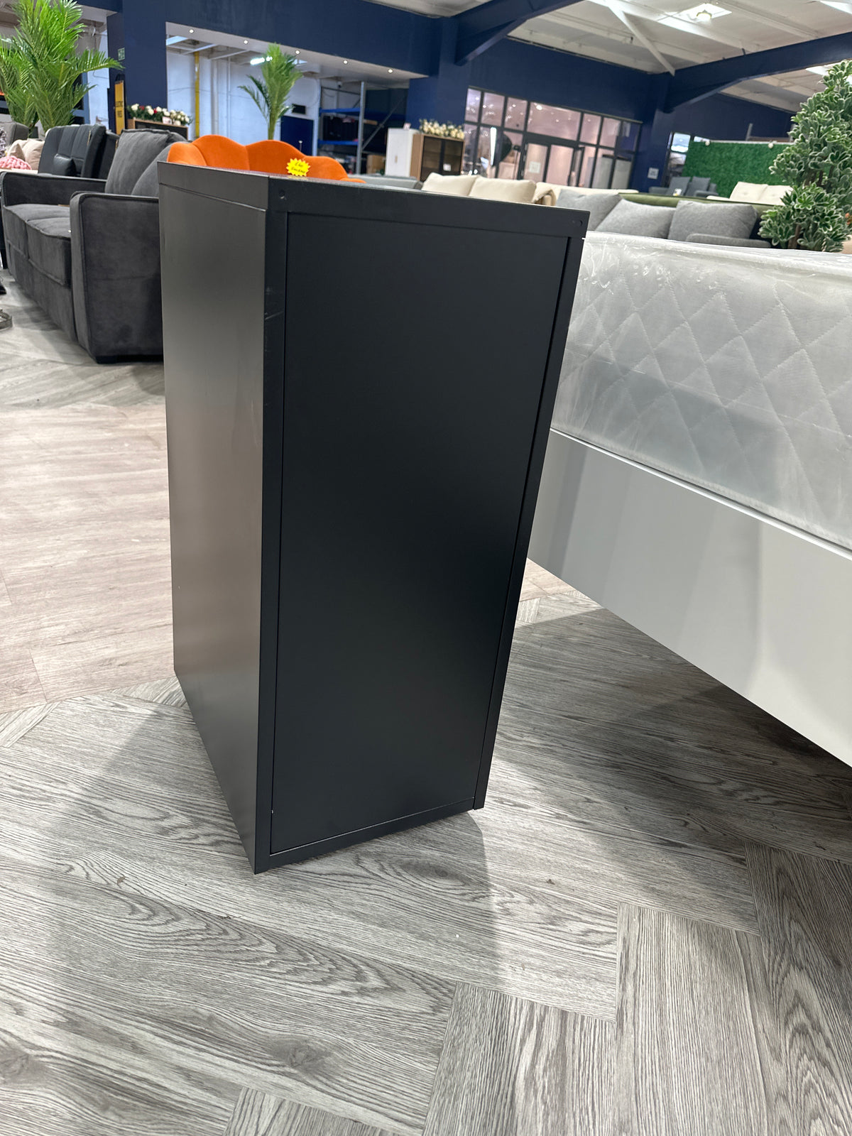 Black Metal Vertical File Cabinet with Wheels