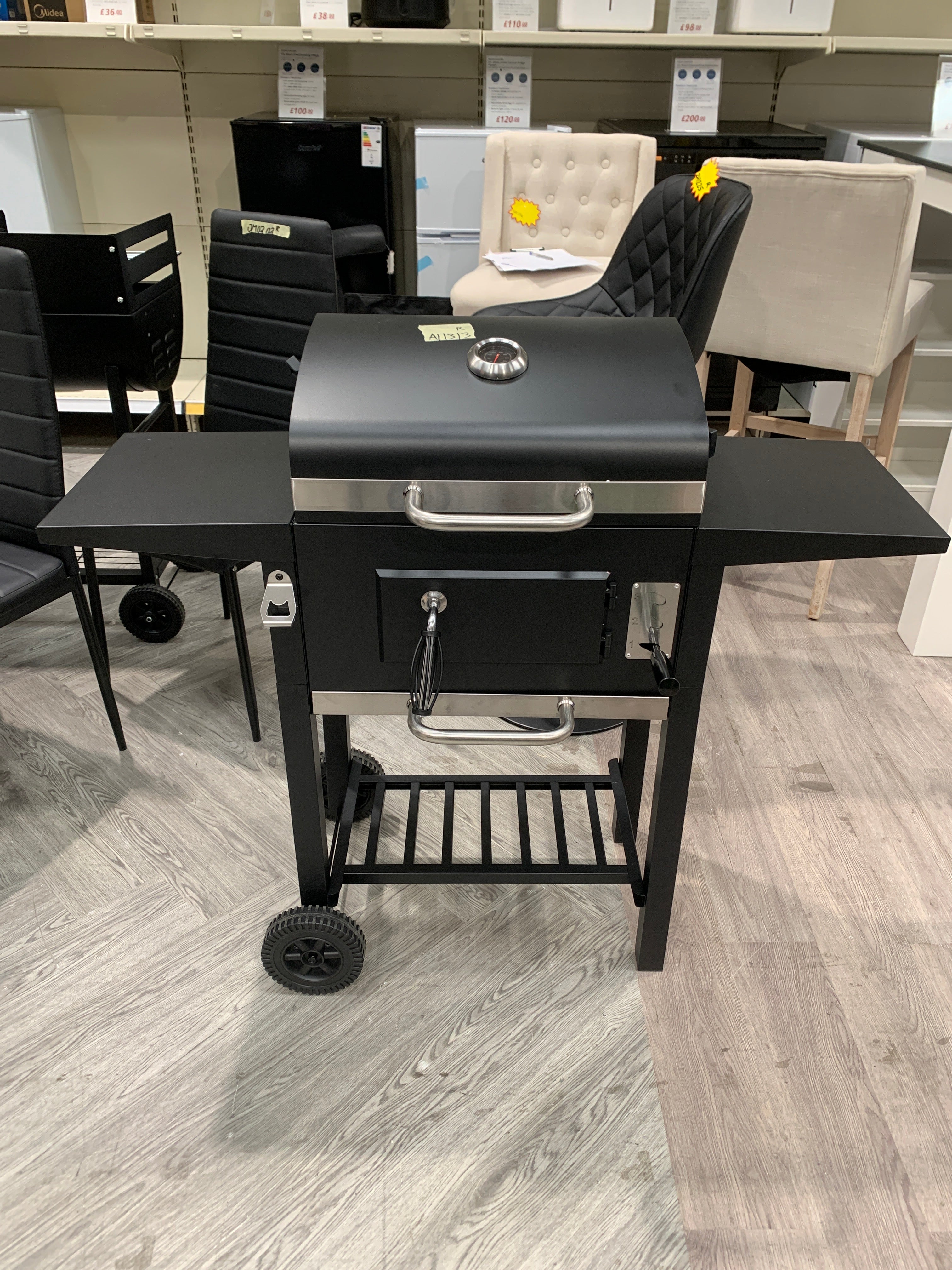 Outdoor Charcoal Grill with Side Tables 109cm W