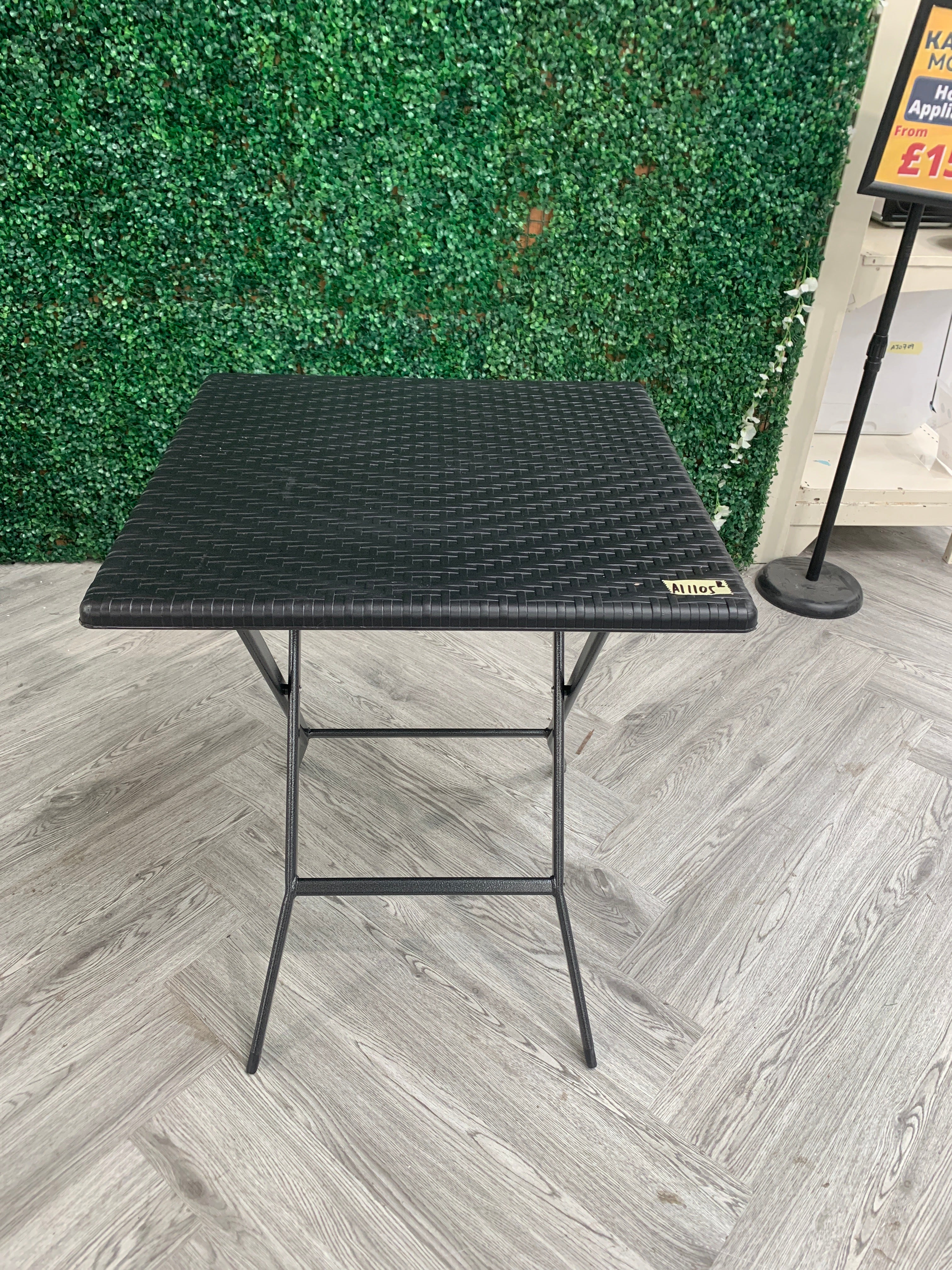 Square Rattan Folding Outdoor Bistro Table Black