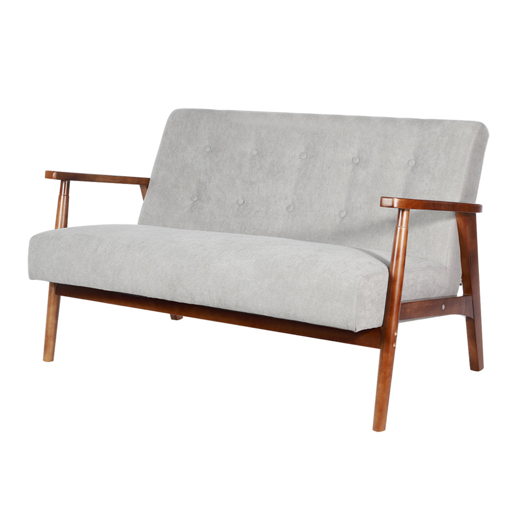 New Solid Wooden Frame Upholstered Tufted Sofa Grey and Brown