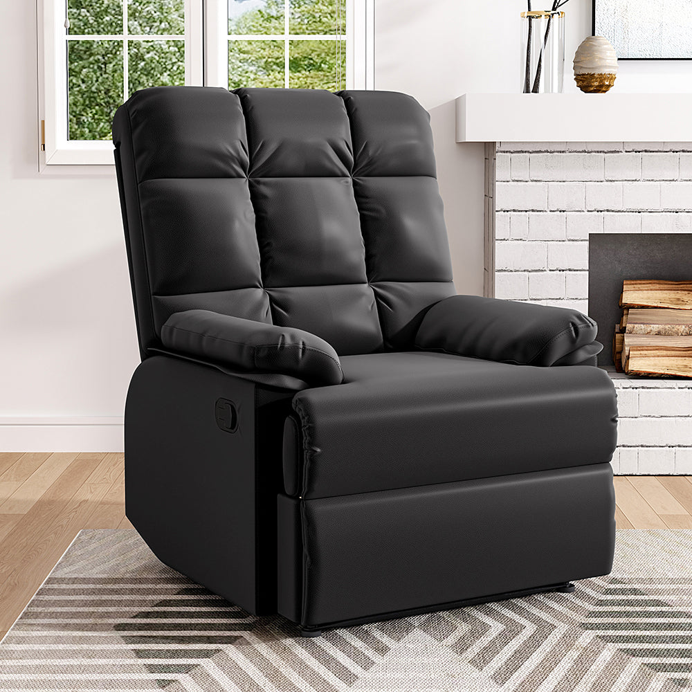 New Faux Leather Upholstered Tufted Backrest Recliner Armchair Black