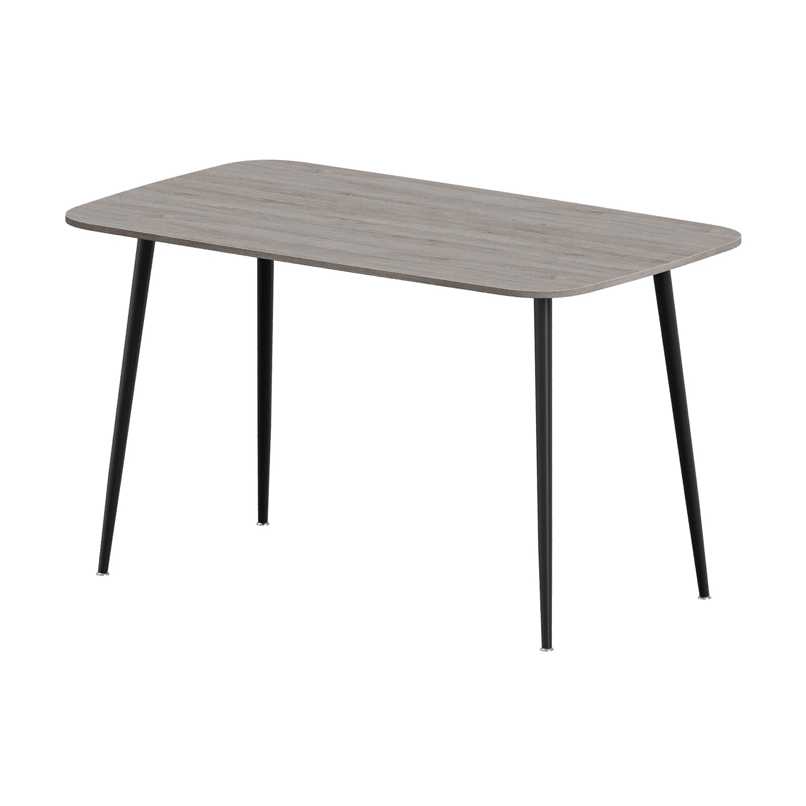 New Woodgrain Effect Tabletop Dining Table with Metal Legs Grey and Black
