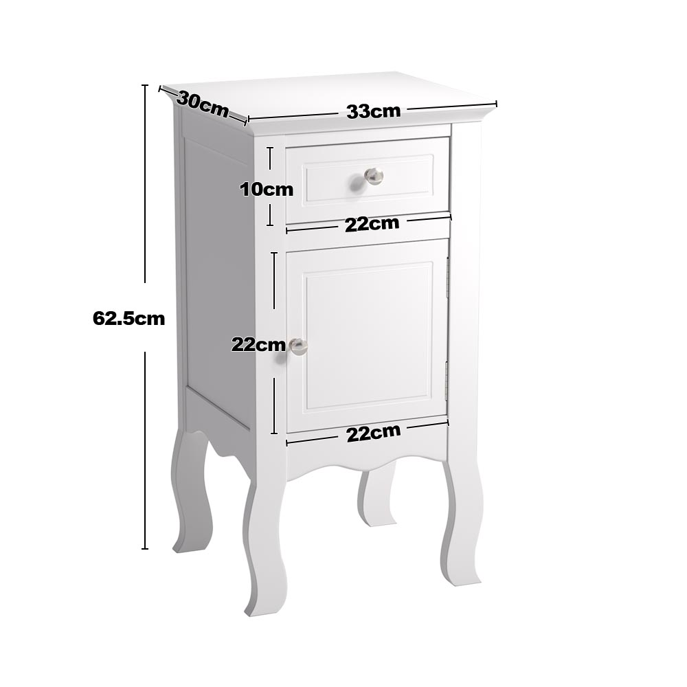 New Wooden Bedside Table Nightstand with Drawer White