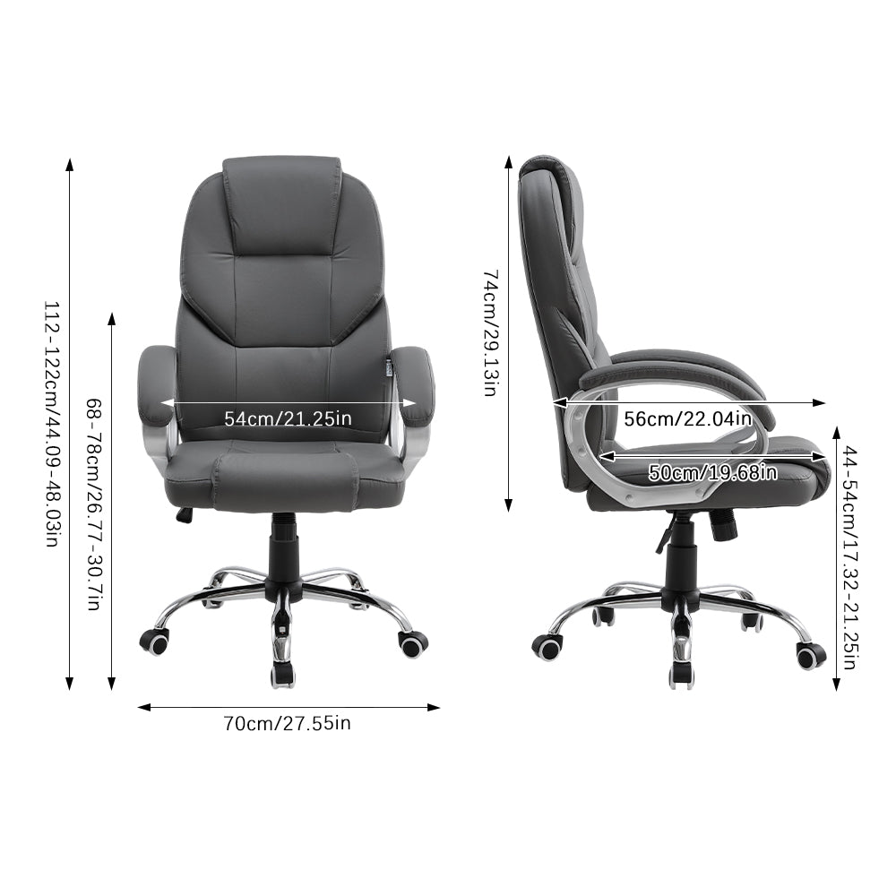 New Faux Leather Swivel Gas Lift Gaming Office Chair with Casters Grey