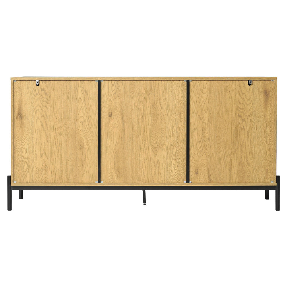 New Storage Cabinet with 2 Cupboard Black Rattan Doors and 3 Drawers