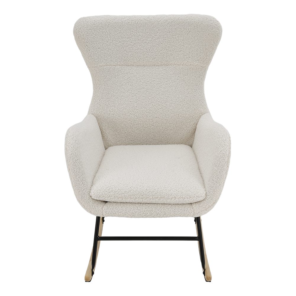 New Comfy Sherpa Upholstered Rocking Accent Chair with High Backrest and Armrests