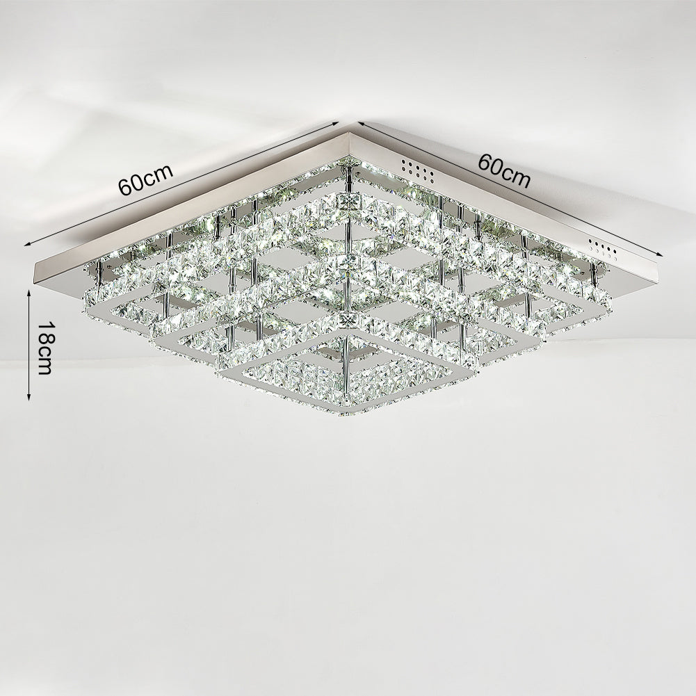 New Square Large size Glamourous Crystal LED Ceiling Light 60cm W