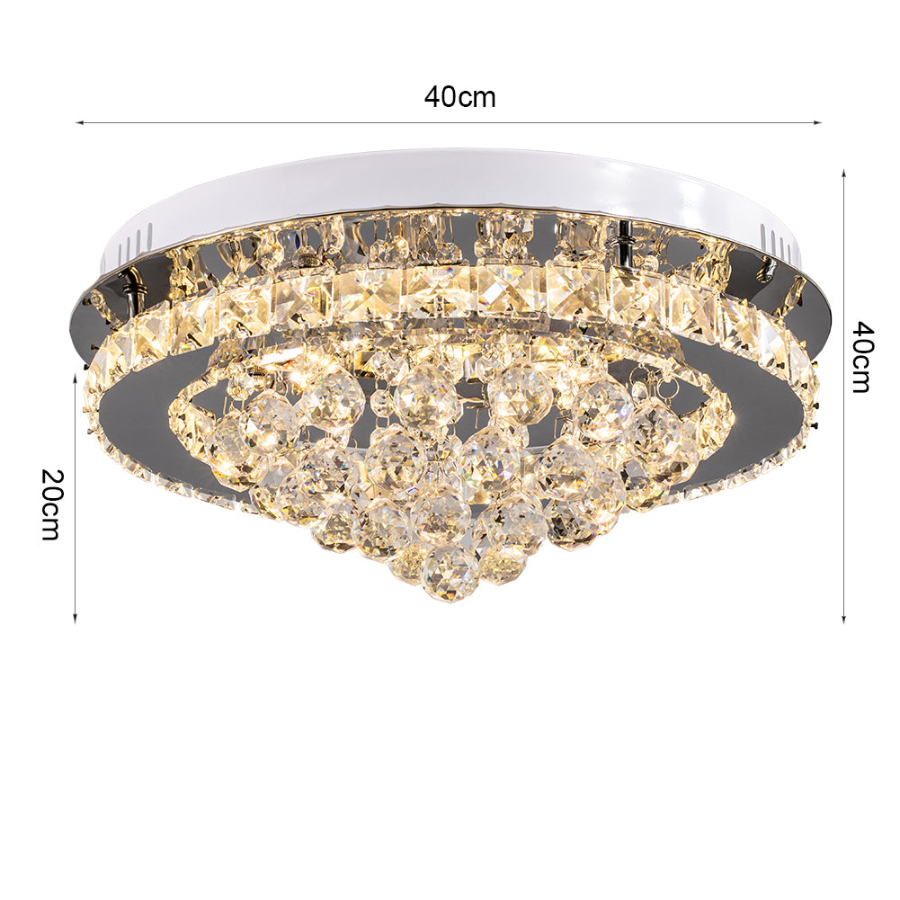Round 40cm Dia Dimmable Crystal-droplets LED Semi Flush Mount Ceiling Light