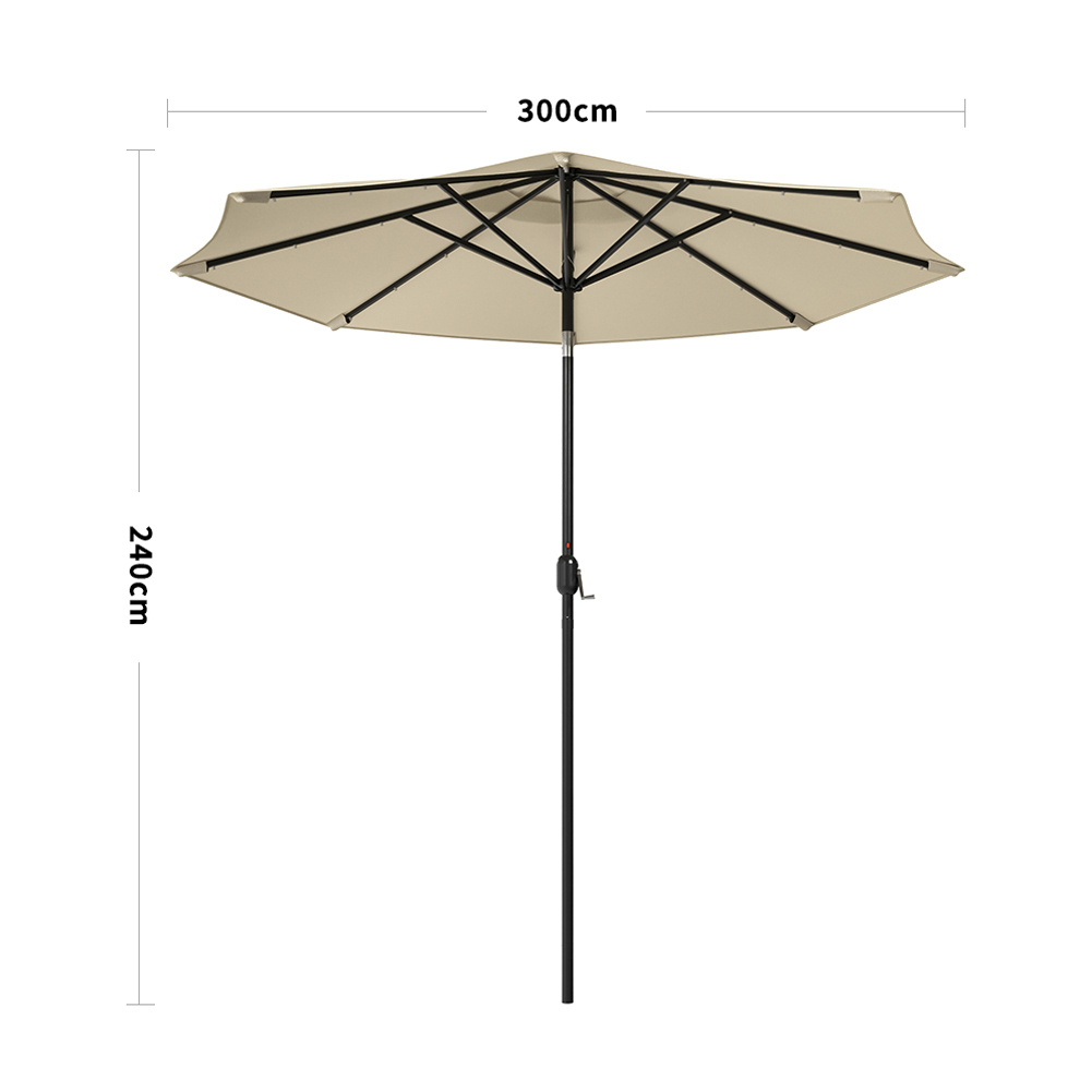 New 3M x 2.4M Sunshade Parasol Outdoor Garden Umbrella with Solar LED Lights
