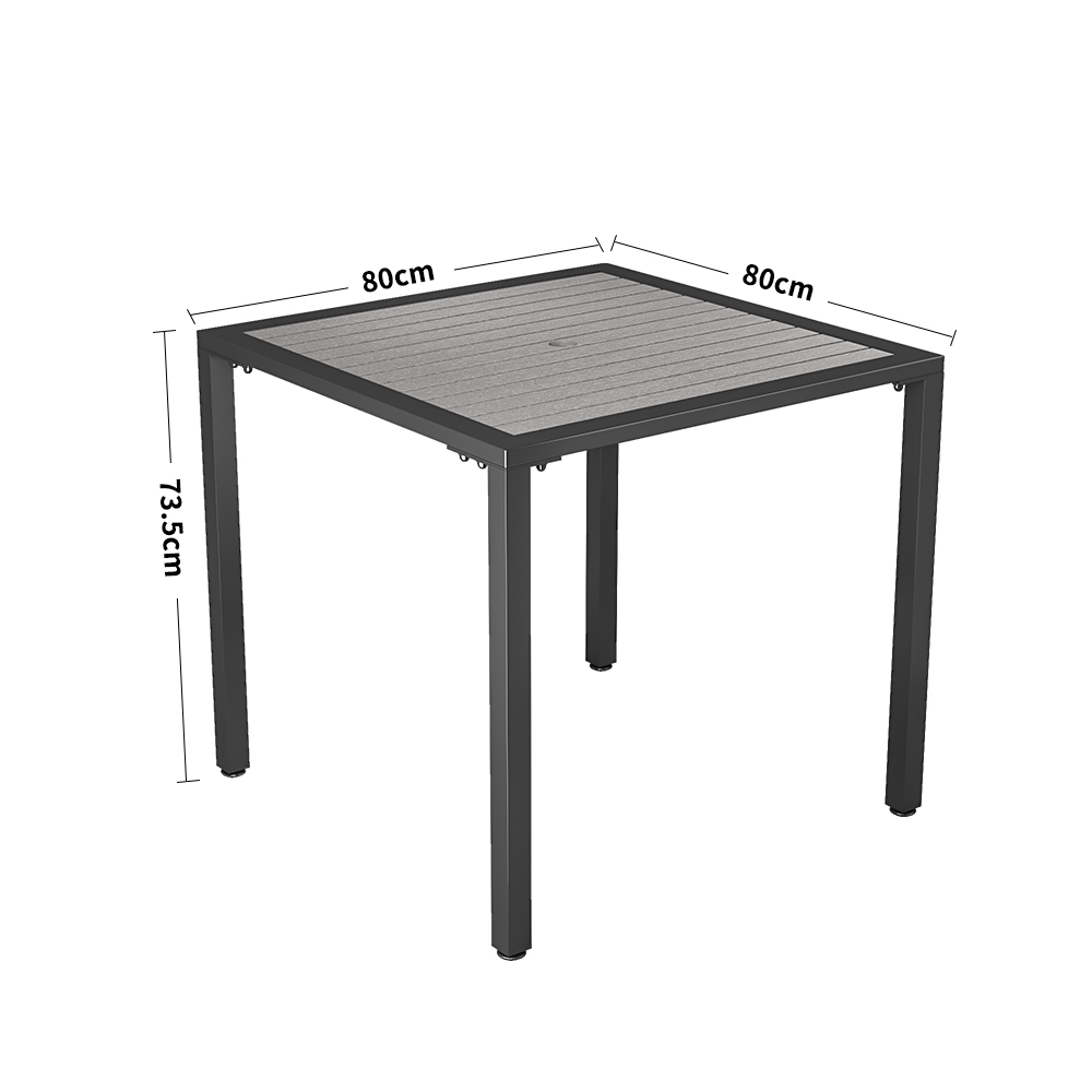 WPC and Metal Outdoor Dining Table with Parasol Hole Grey