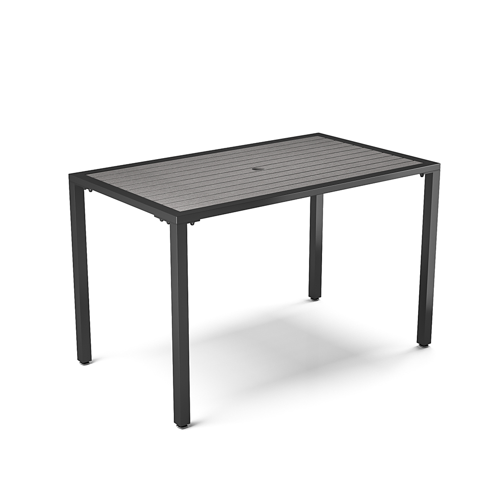 WPC and Metal Outdoor Dining Table with Parasol Hole Grey