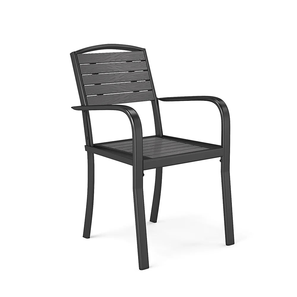 New Set of 4 Metal Garden Chairs Stackable Grey