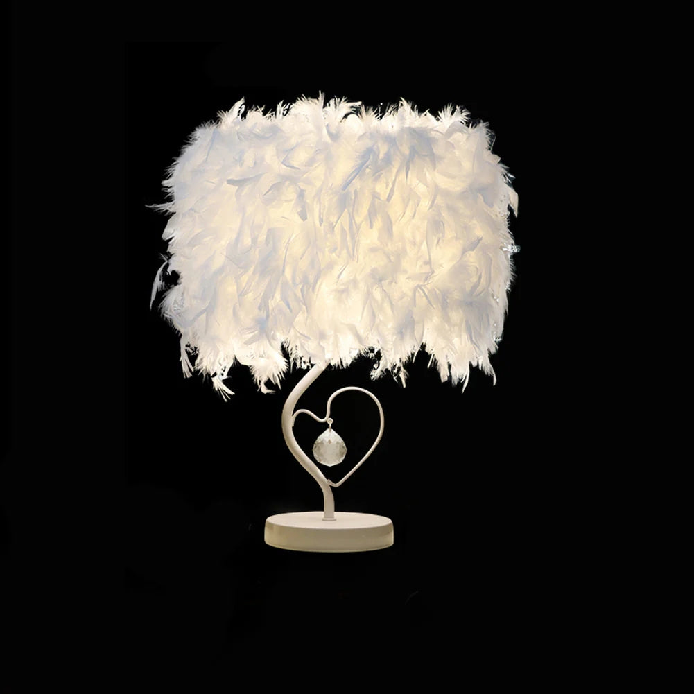 Modern Feather Bedside Table Lamp Heart-Shaped