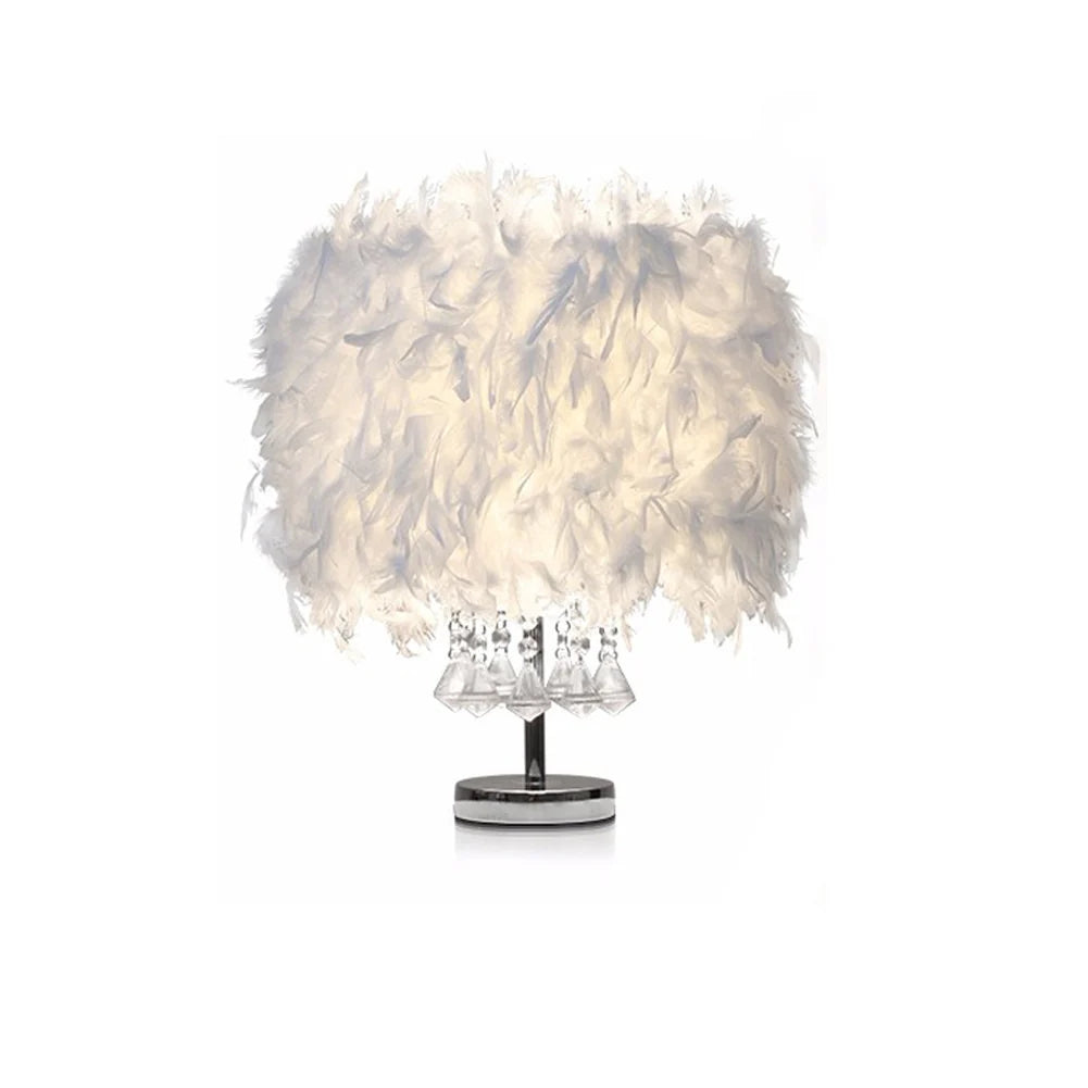 New Modern Feather Bedside Table Lamp with Crystal Strings